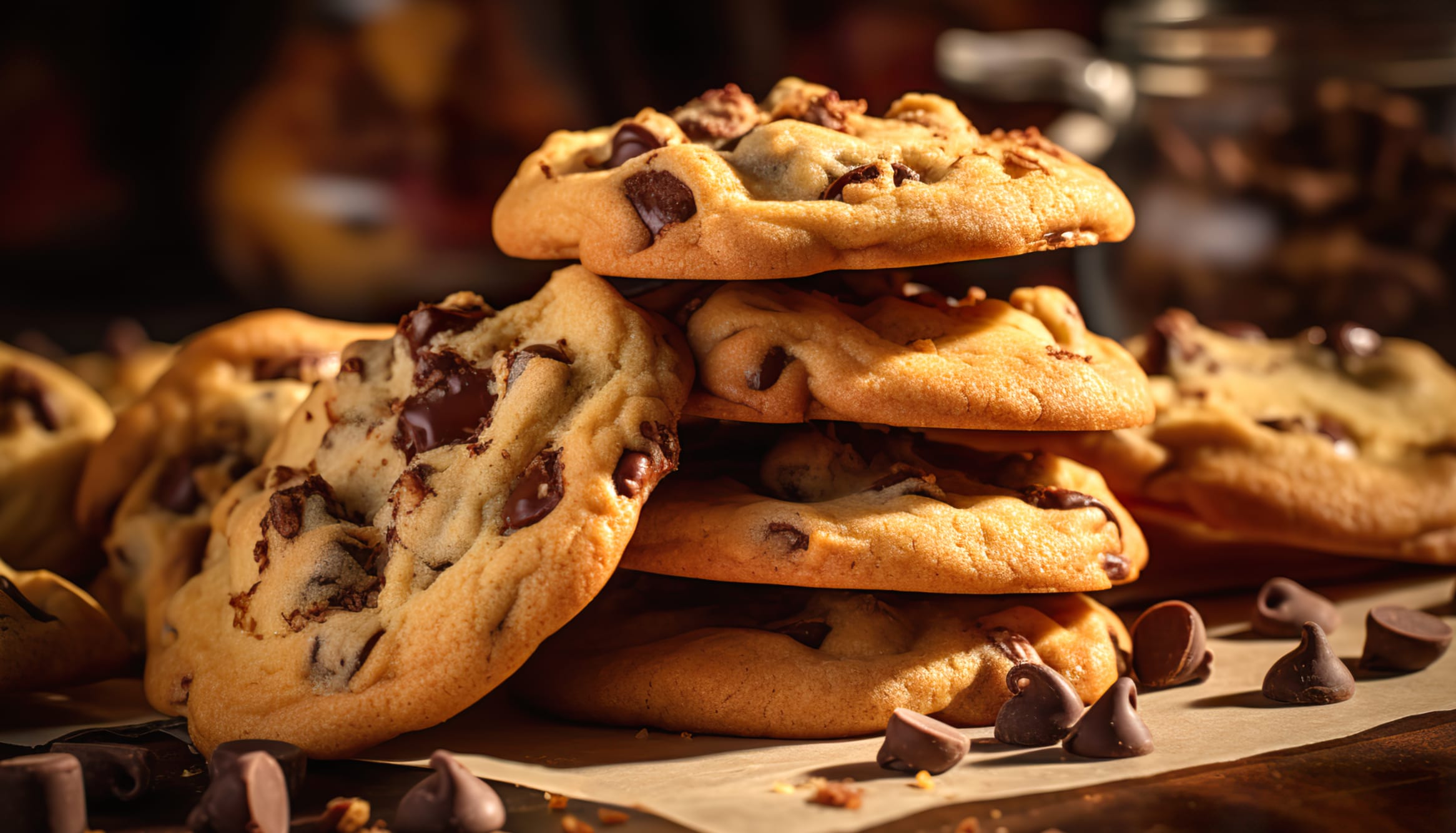 Close Up Chocolate Chip Cookies Wallpaper wallpapers HD quality