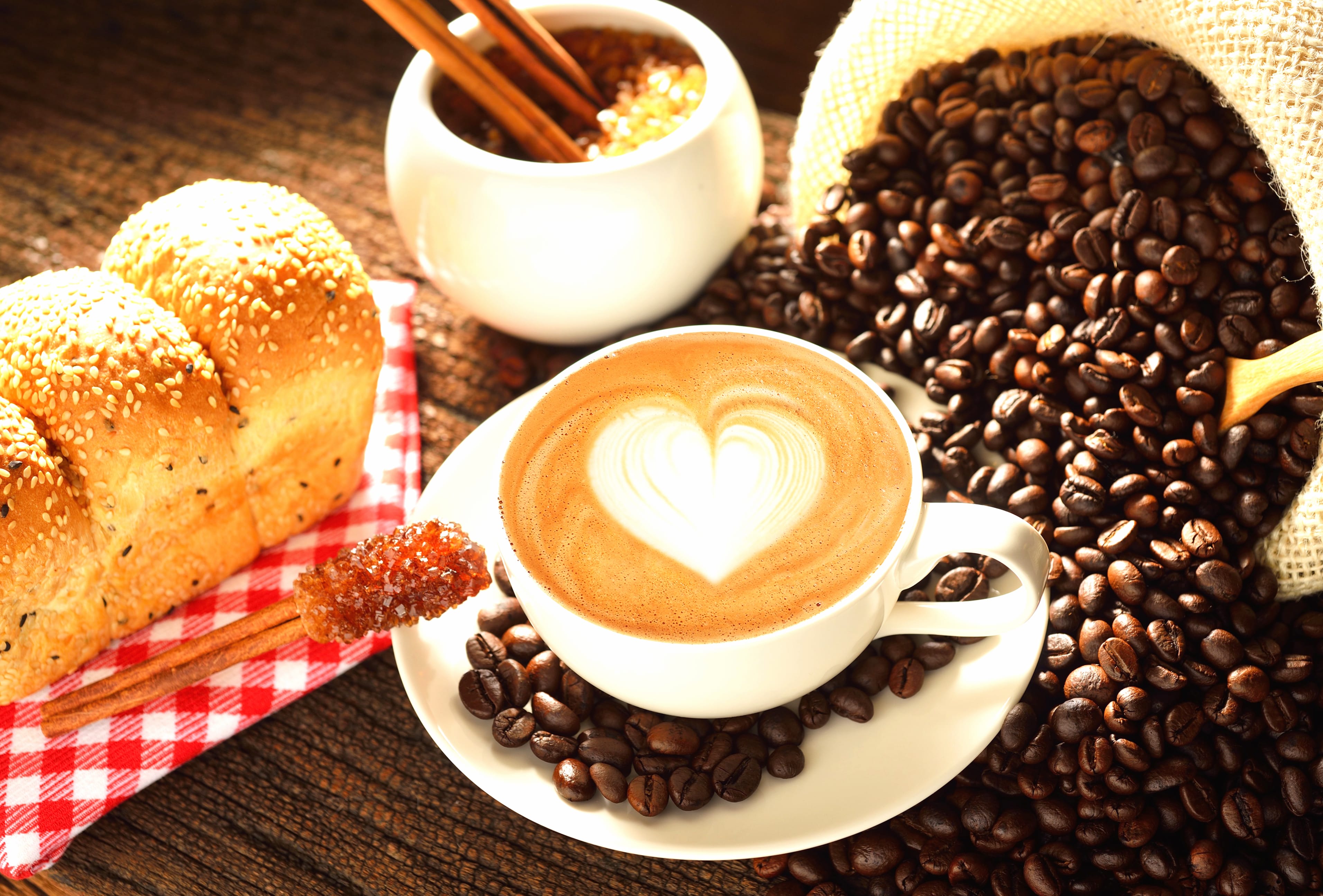 Coffee Beans Bread Cup Food Coffee at 750 x 1334 iPhone 6 size wallpapers HD quality