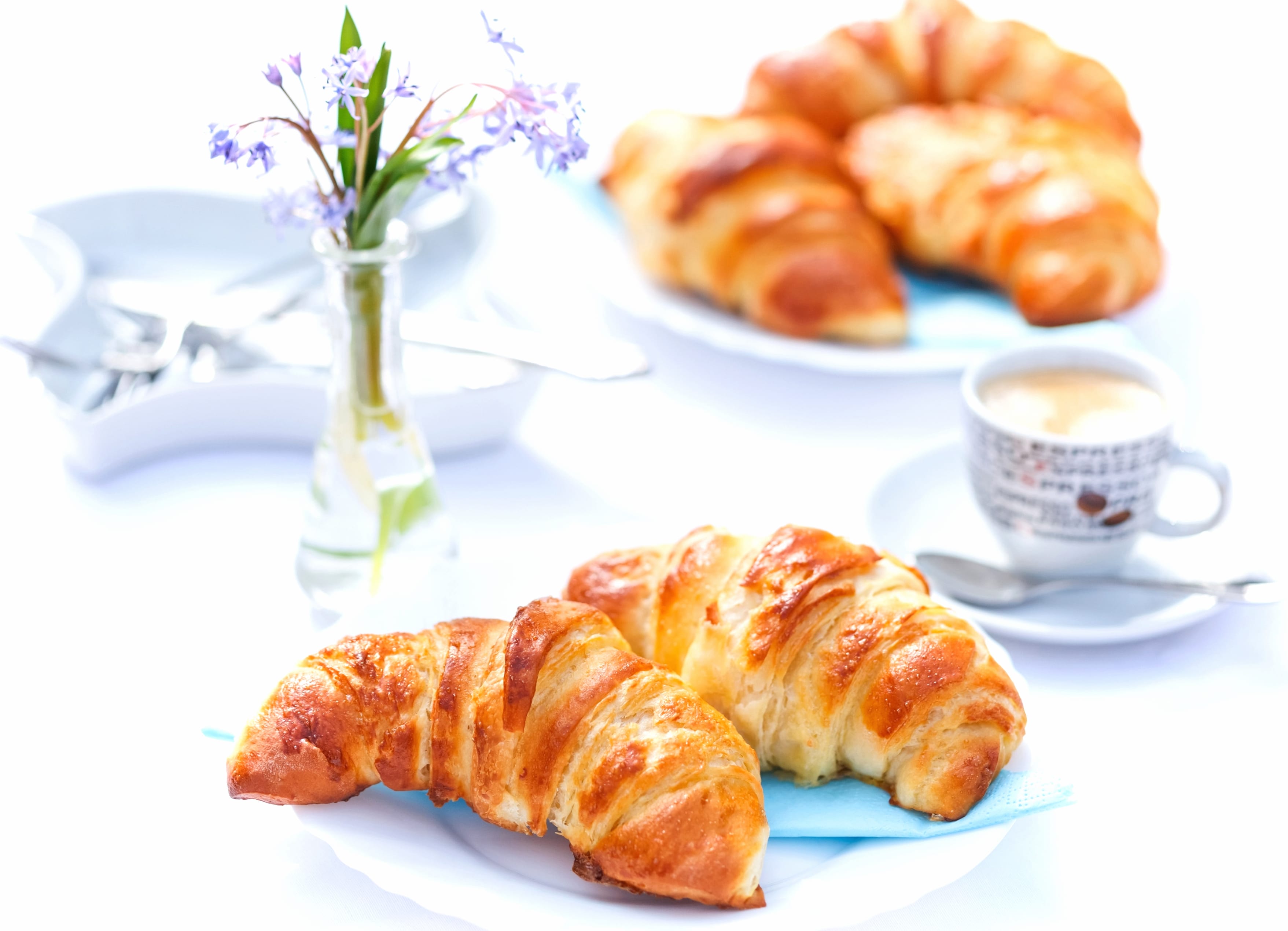 Coffee Breakfast Food Croissant wallpapers HD quality