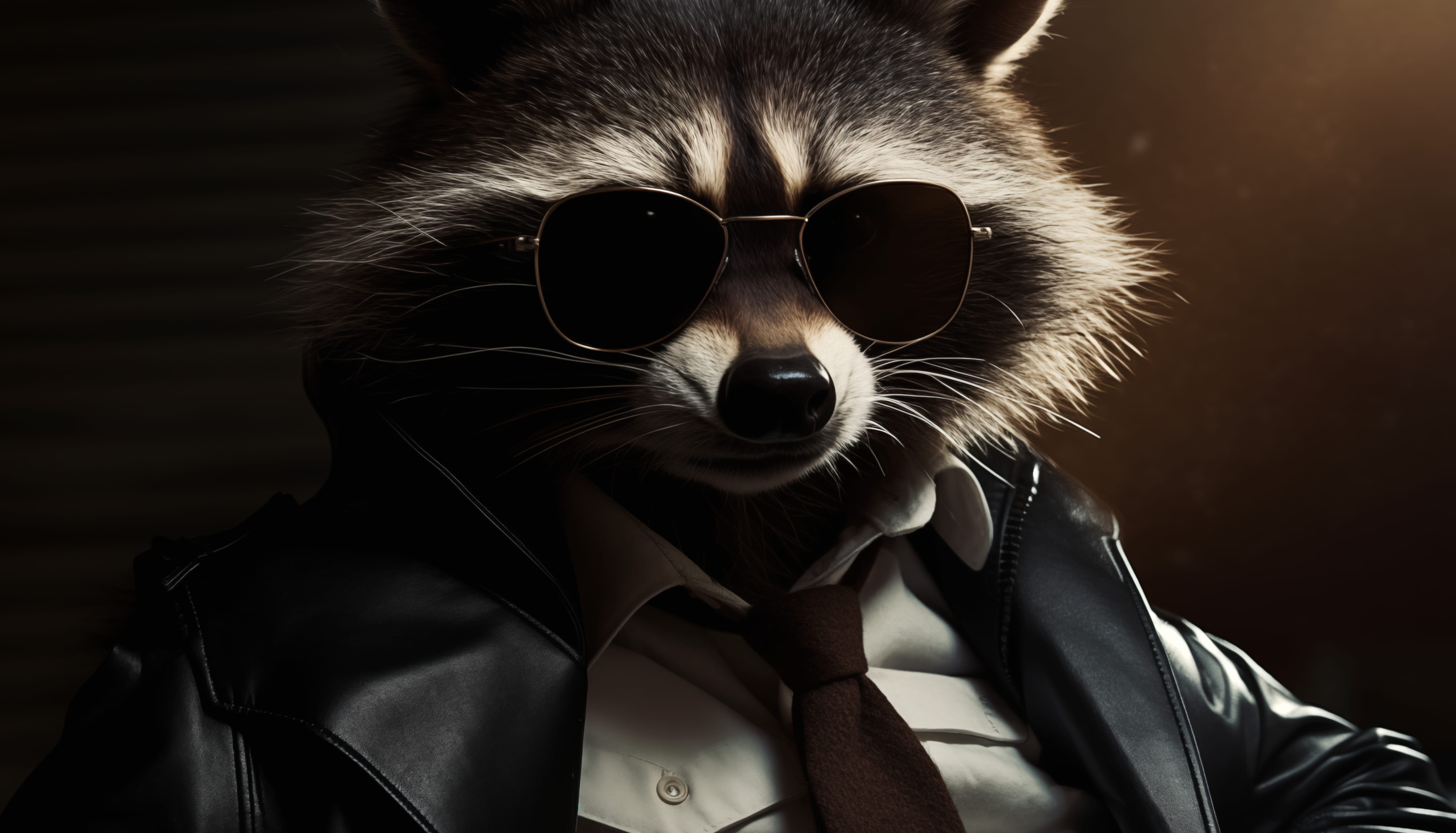 Cool Cop Raccoon – Humorous Animal Desktop Background wallpapers HD quality