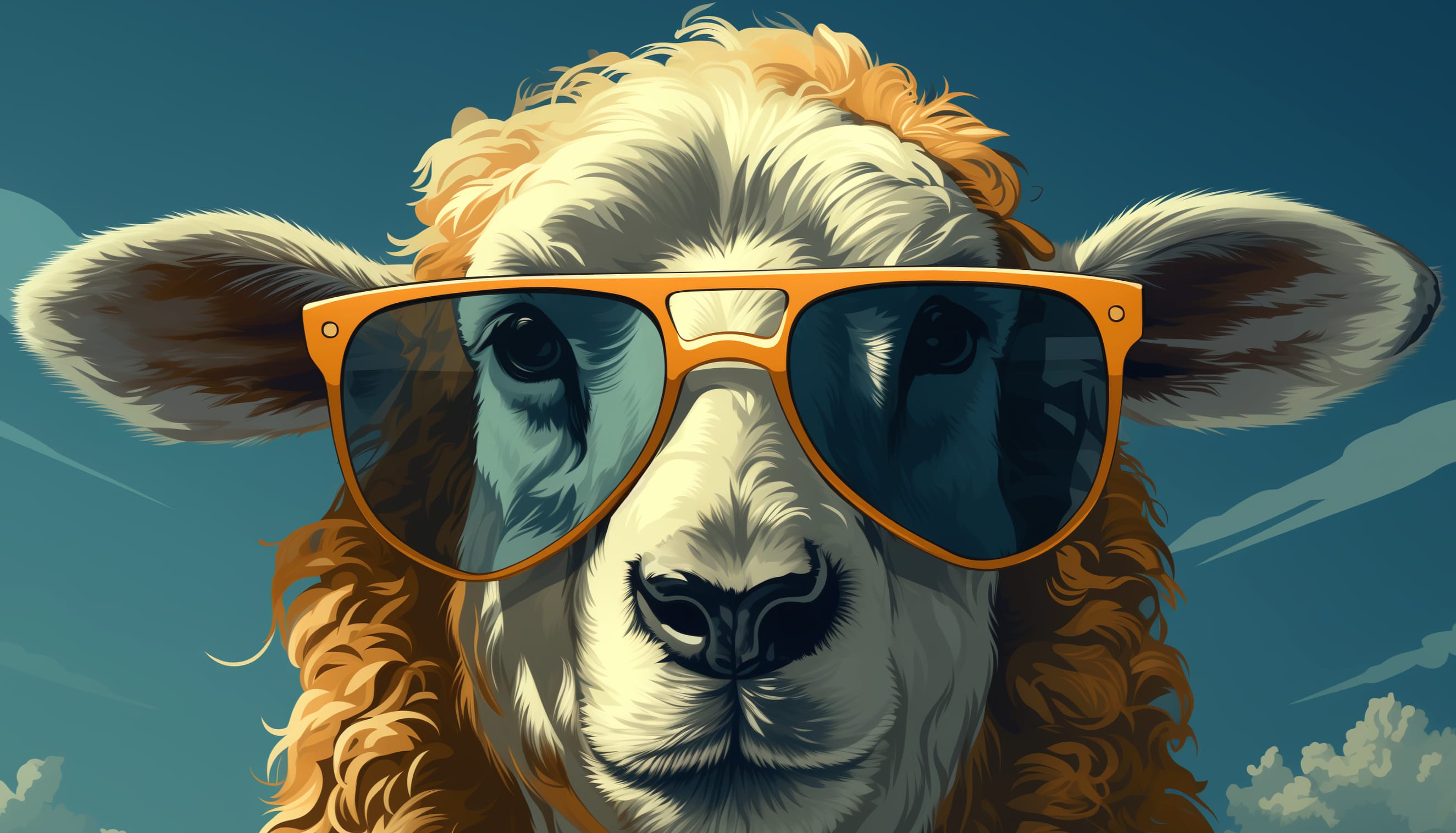 Cool Sheep with Sunglasses at 2048 x 2048 iPad size wallpapers HD quality