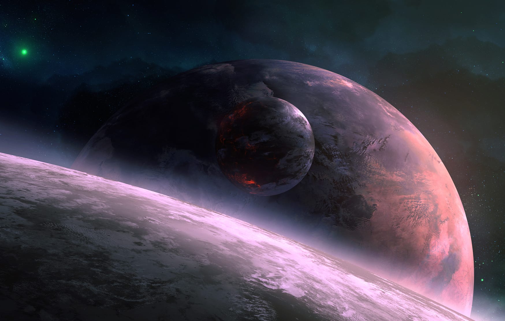 Cosmic Dreams A Stunning Sci-Fi Planetscape at 320 x 480 iPhone size wallpapers HD quality