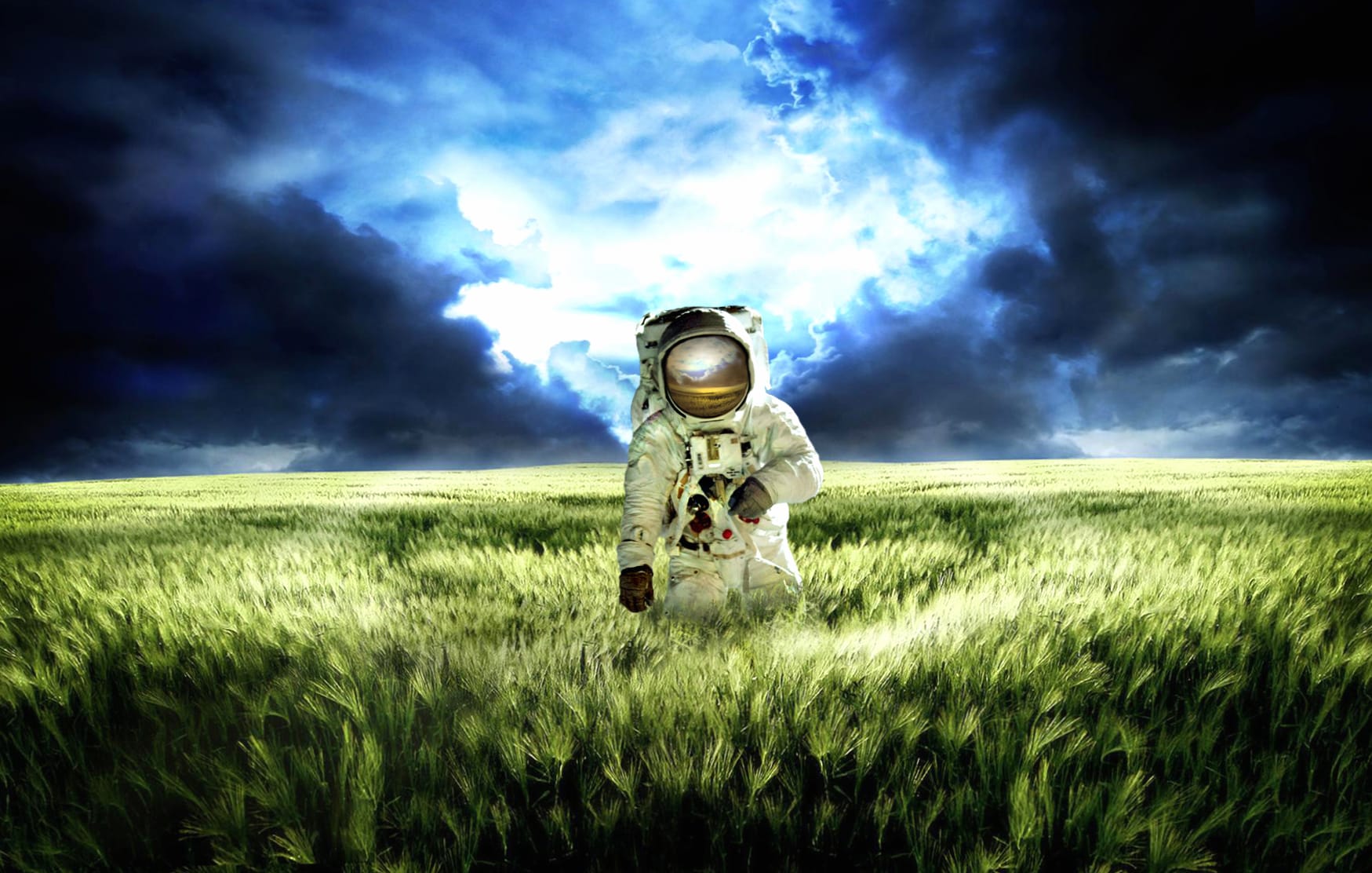 Cosmic Dreams of an Astronaut in a Sci-Fi Landscape at 1280 x 960 size wallpapers HD quality