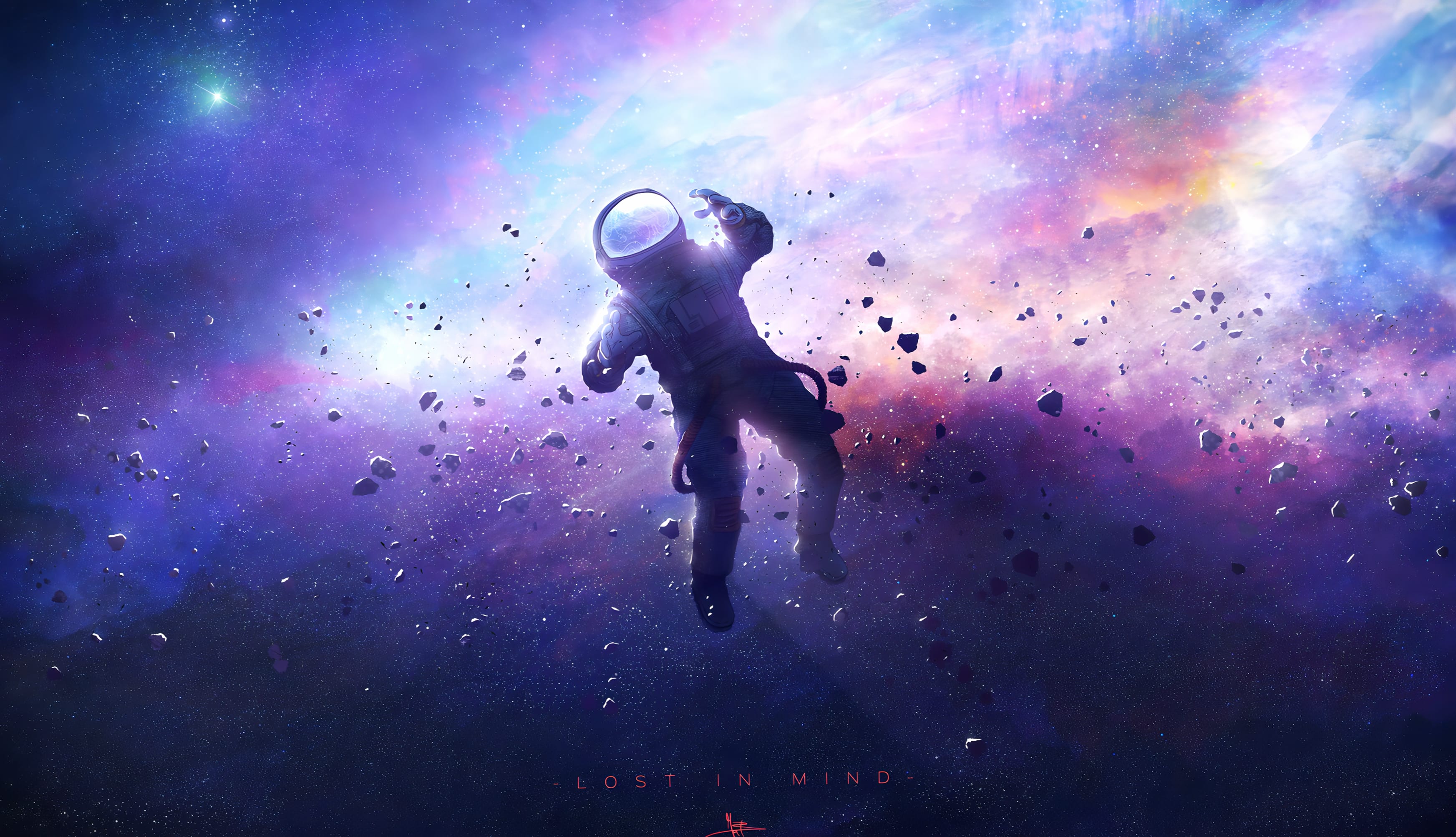 Cosmic Drift HD Sci-Fi Astronaut Wallpaper at 2048 x 2048 iPad size wallpapers HD quality