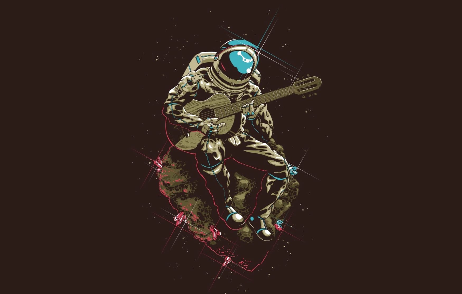 Cosmic Guitarist A Stunning Sci-Fi Astronaut at 2560 x 1440 HD size wallpapers HD quality