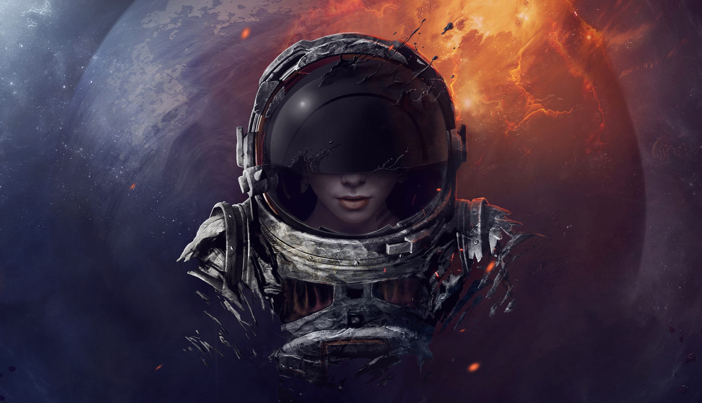 Cosmic Voyager Sci-Fi Astronaut at 320 x 480 iPhone size wallpapers HD quality