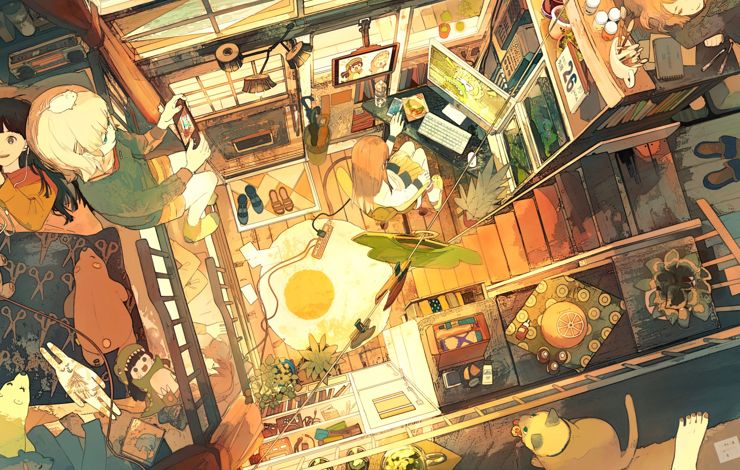 Cozy Anime Room at 1152 x 864 size wallpapers HD quality