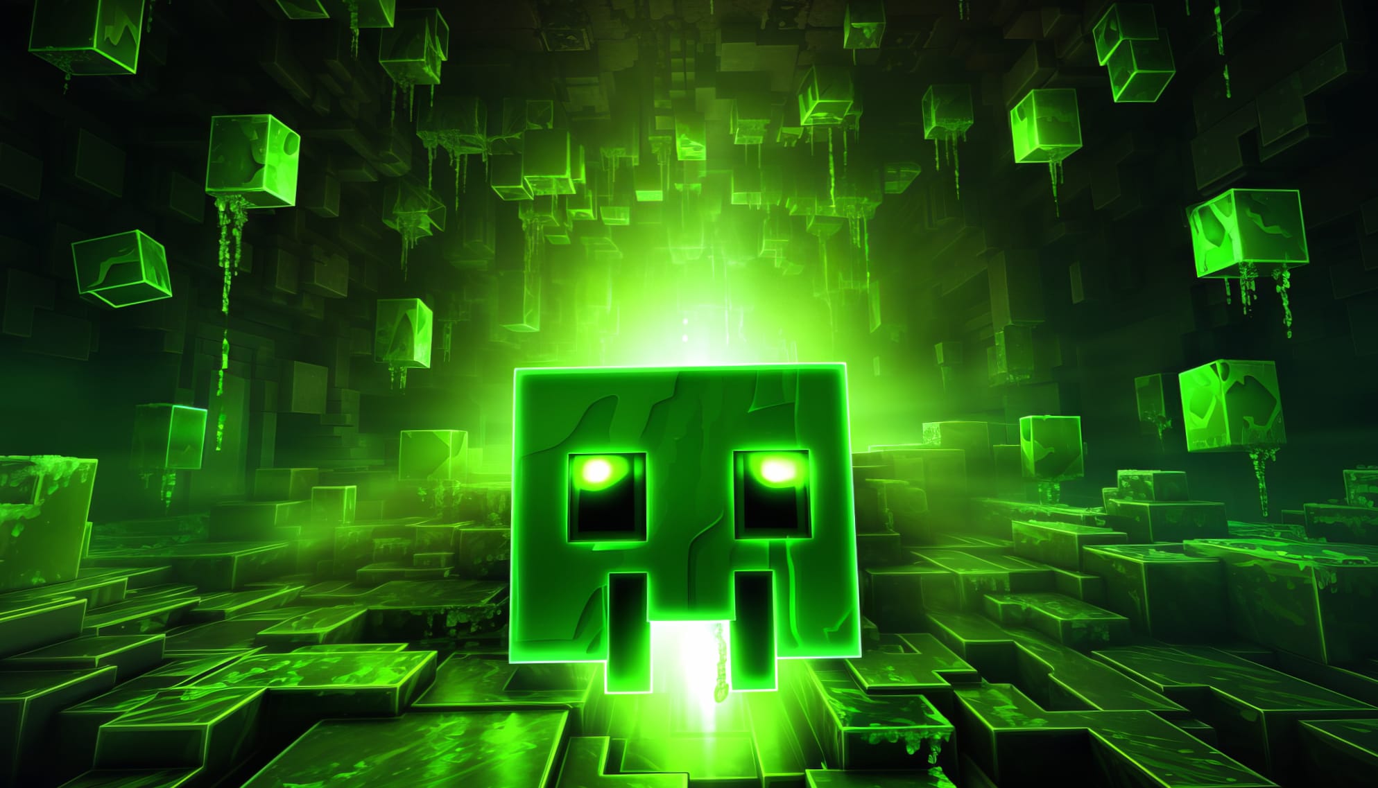 Creeper Render Acid Green Minecraft Wallpaper wallpapers HD quality