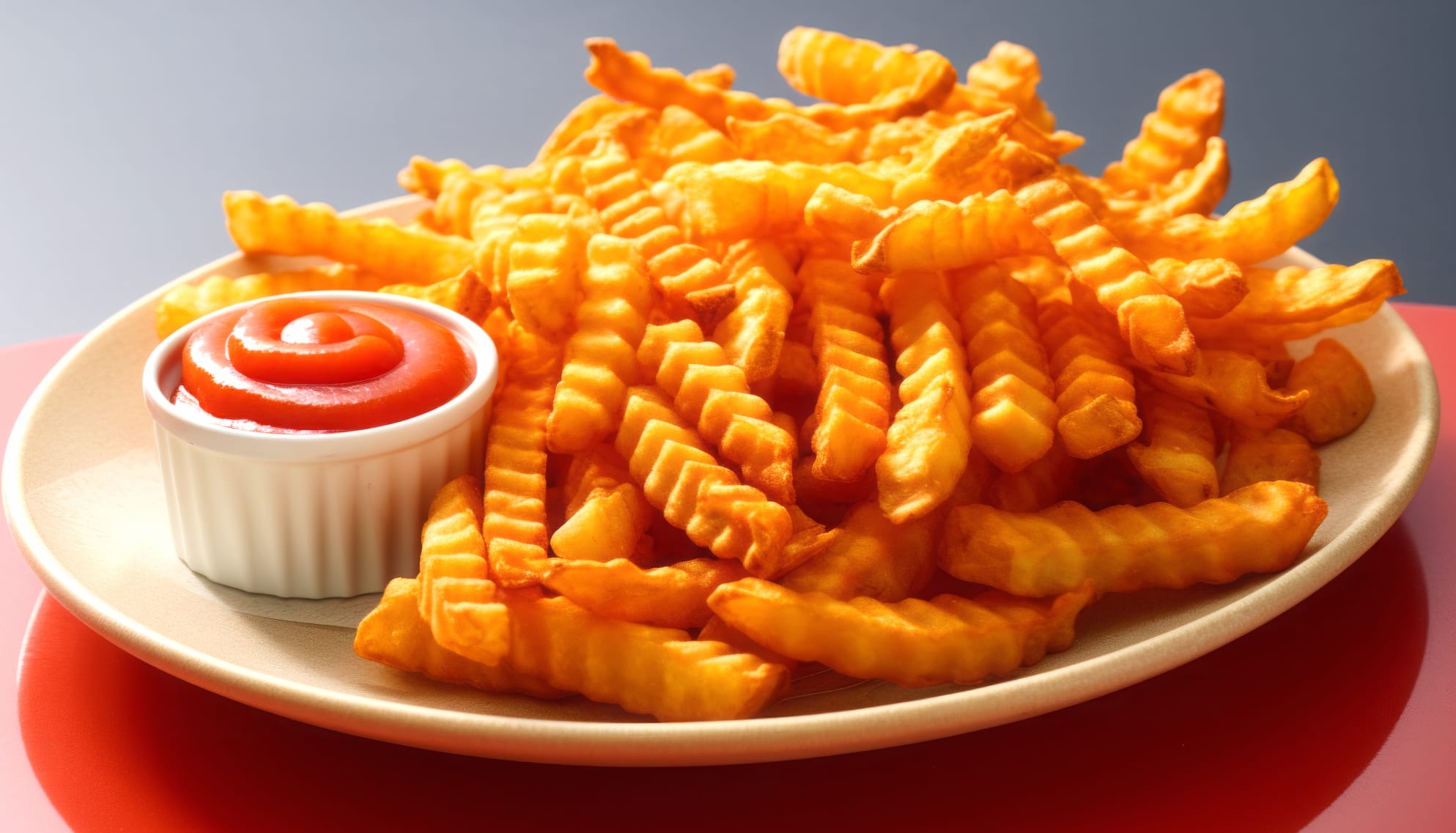 Crispy Crinkle-Cut French Fries Wallpaper HD at 640 x 1136 iPhone 5 size wallpapers HD quality