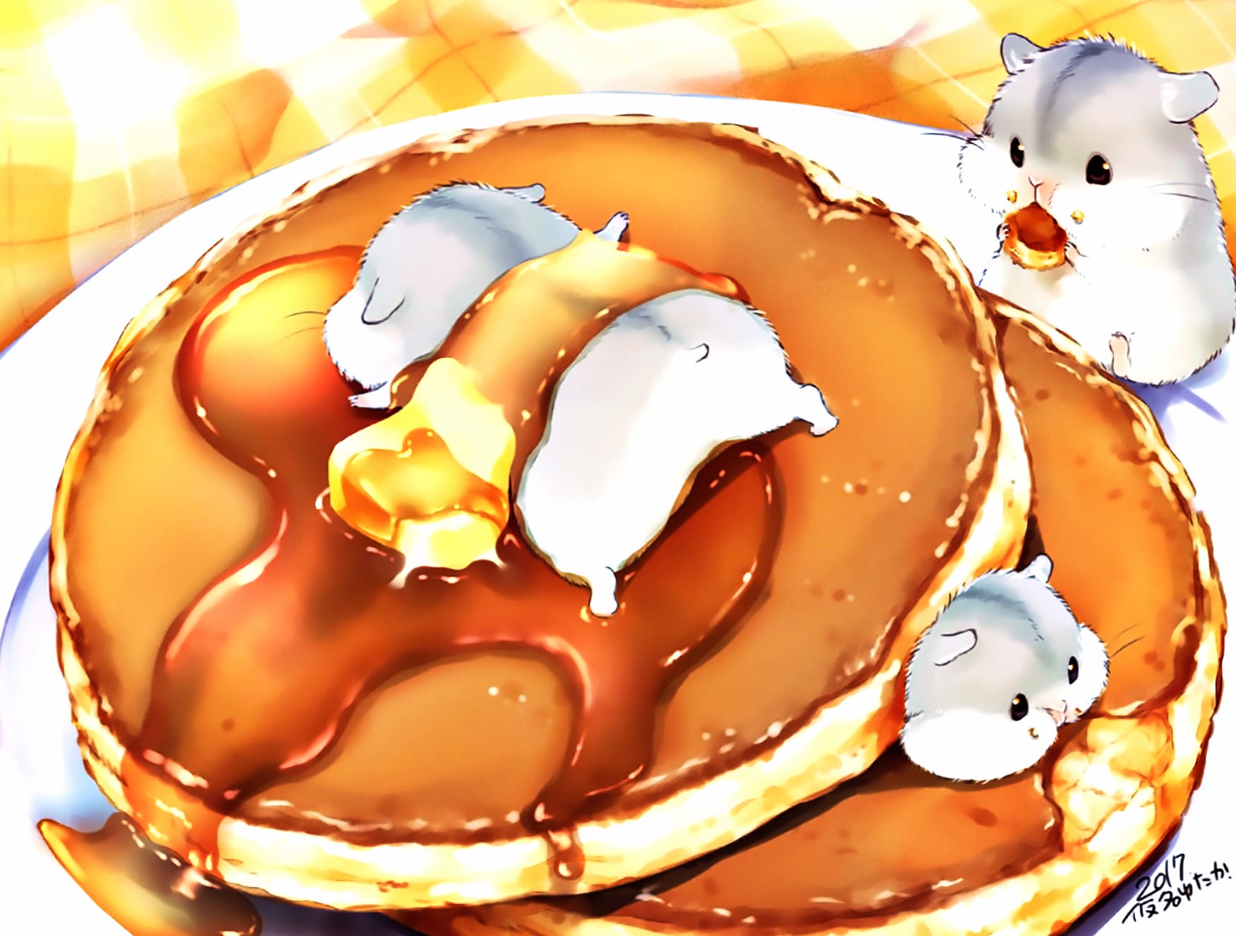 Cute Anime Hamster Pancakes wallpapers HD quality