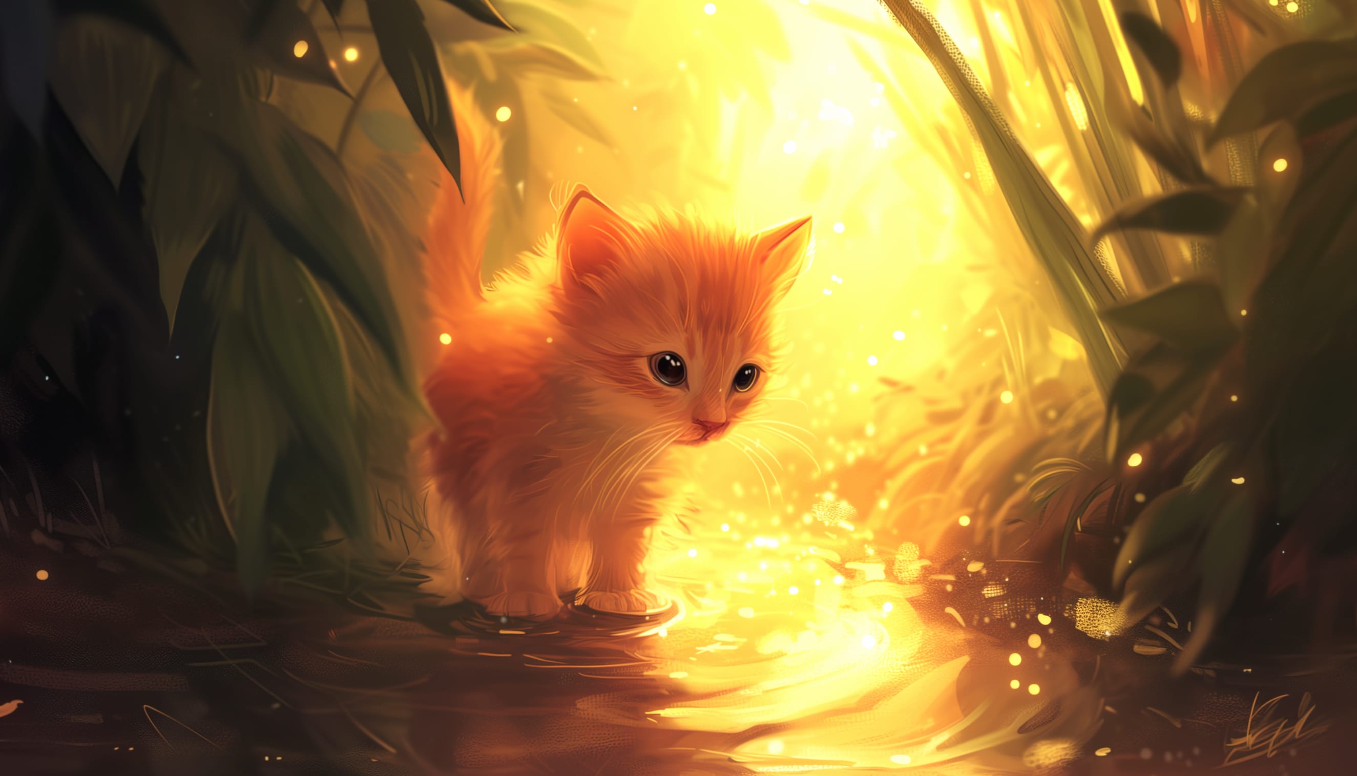 Cute Cat in Sunlit Forest wallpapers HD Cute Cat in Sunlit Forest wallpapers HD quality