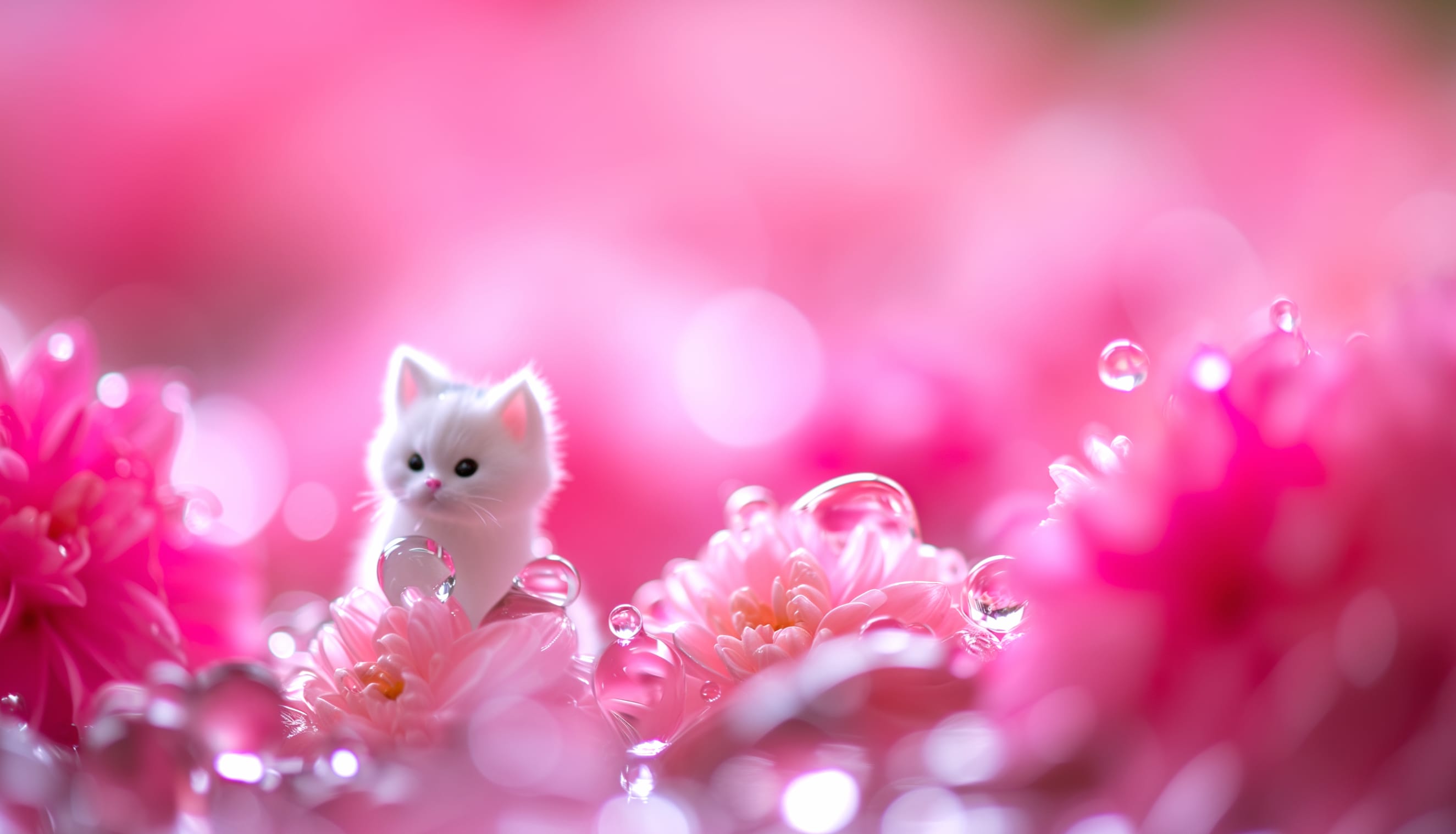 Cute Kitten Amidst Pink Blossoms wallpapers HD Cute Kitten Amidst Pink Blossoms wallpapers HD quality