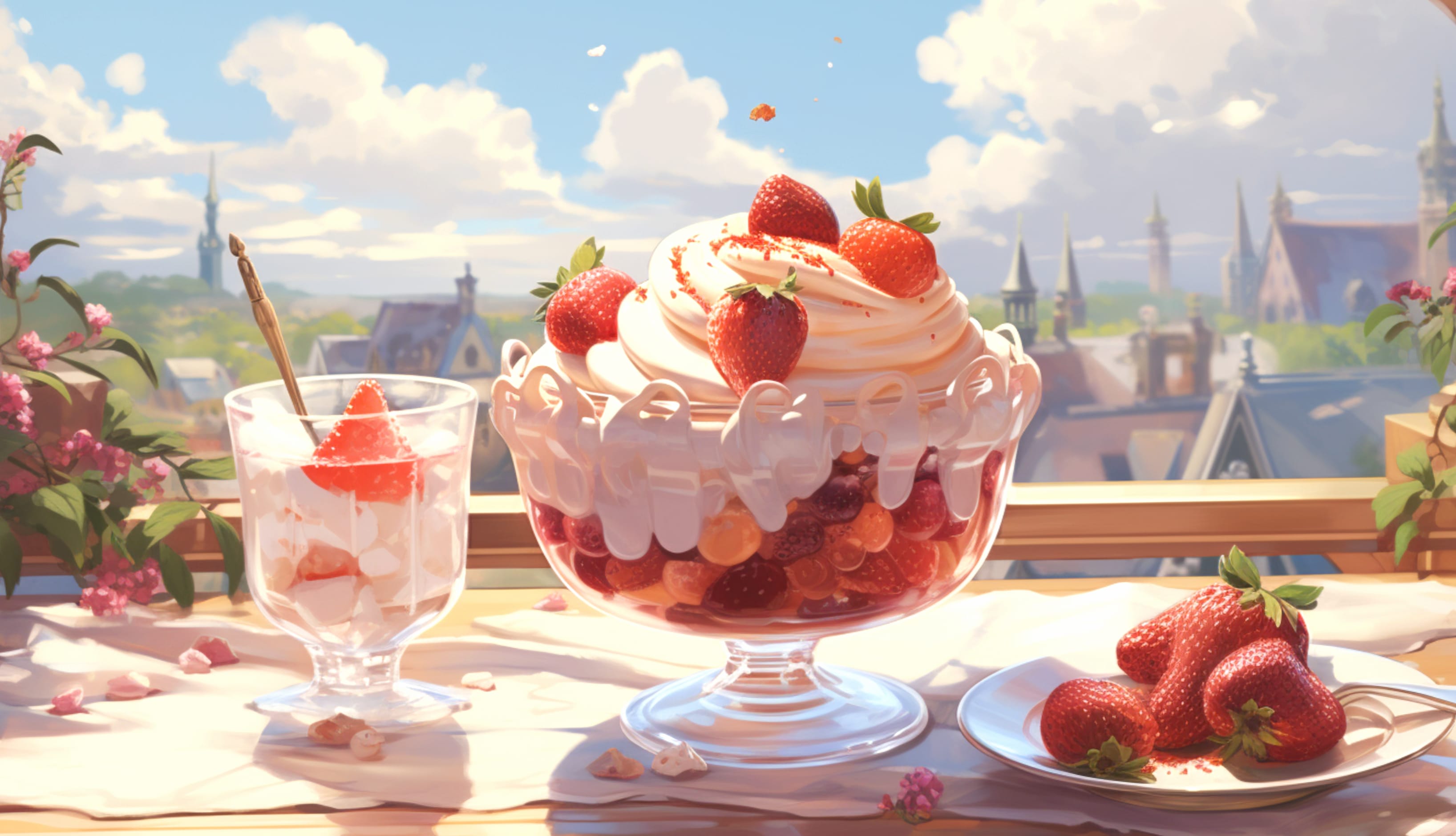 Cute Strawberry Dessert at 1024 x 768 size wallpapers HD quality