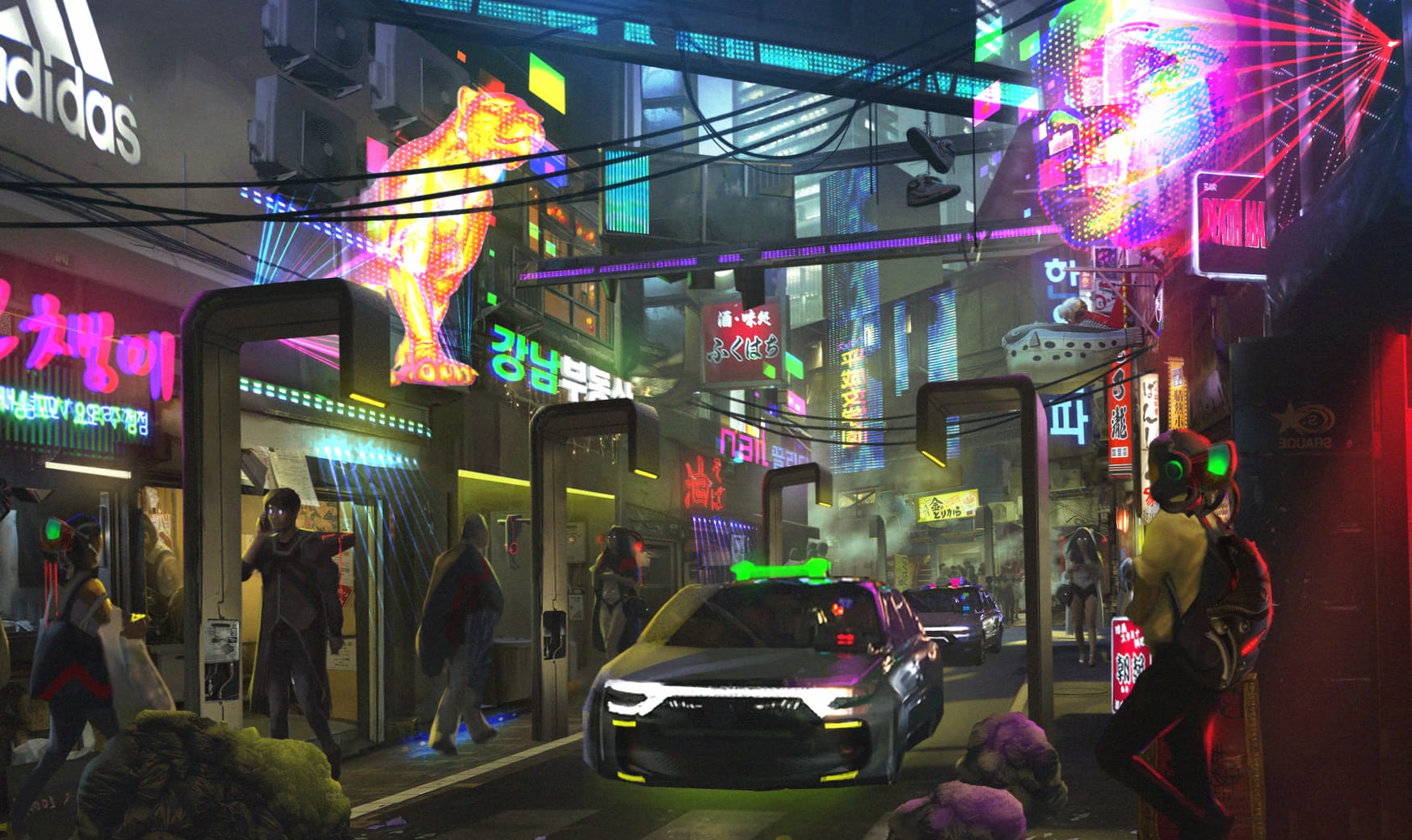 Cyberpunk Seoul Sci-Fi Street - wallpapers HD quality