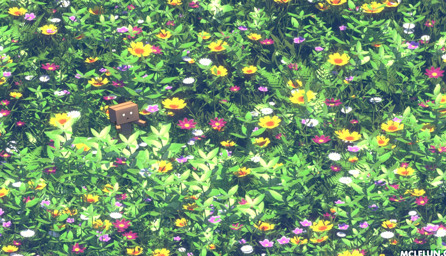 Danbo in Bloom Anime Flower Field at 640 x 1136 iPhone 5 size wallpapers HD quality