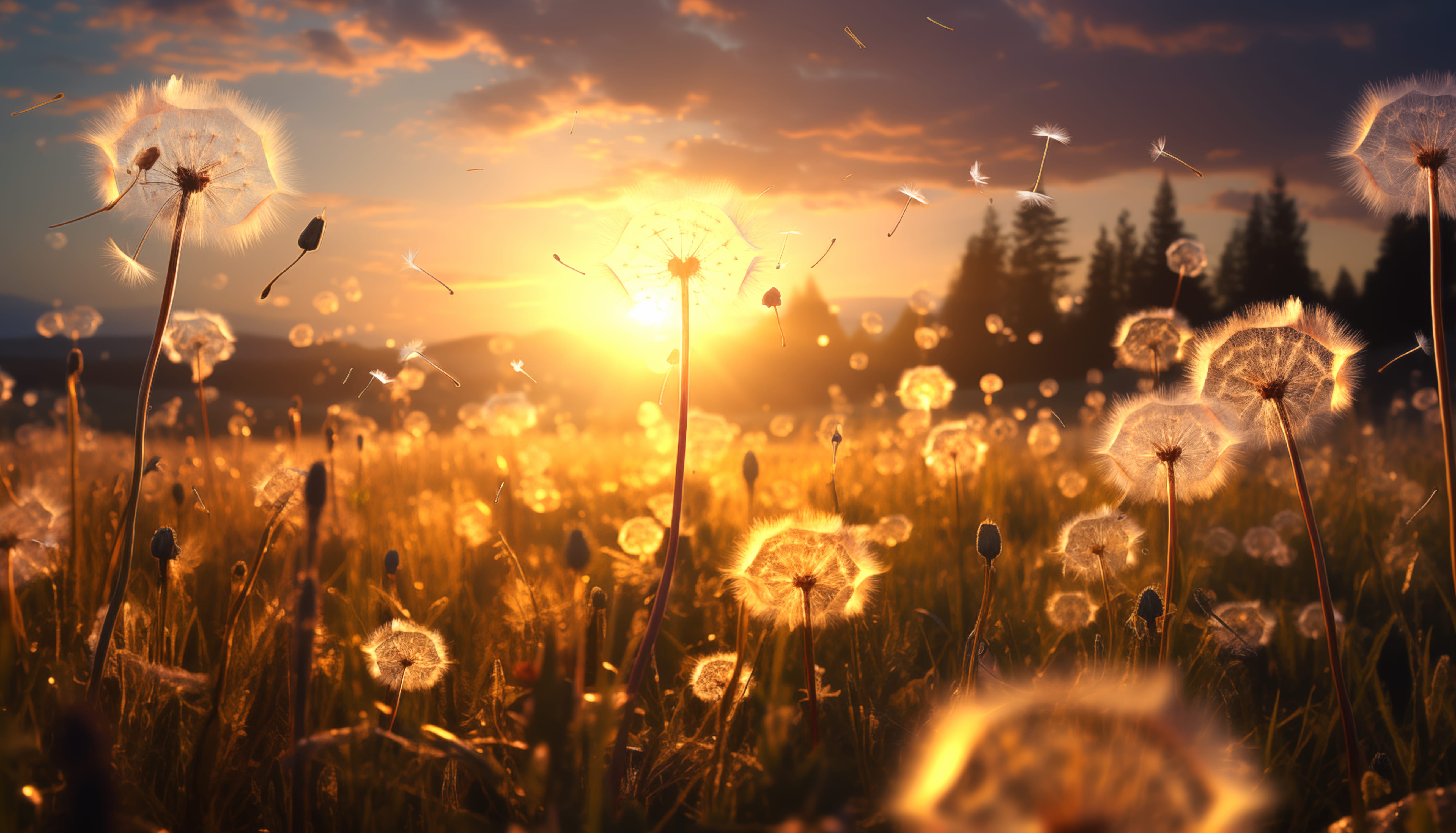 Dandelion Twilight Glow - HD Floral Wallpaper wallpapers HD quality