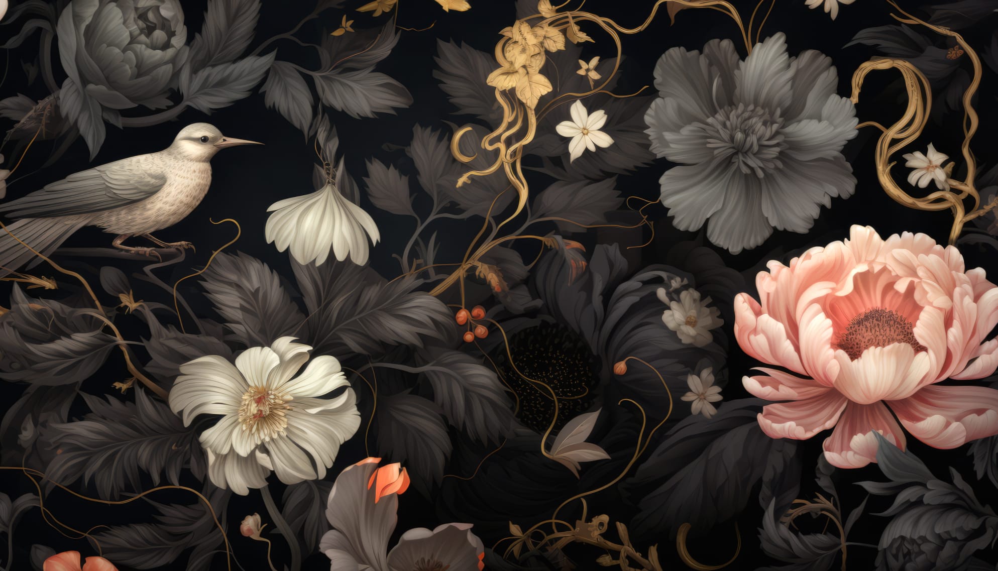 Dark Floral Elegance Aesthetic Black Flower wallpapers HD quality