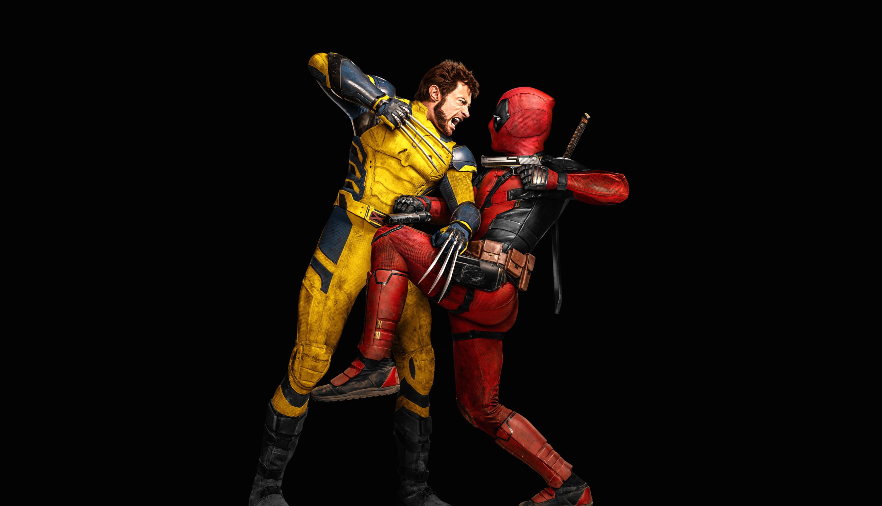 Deadpool & Wolverine Black background at 1366 x 768 HD size wallpapers HD quality