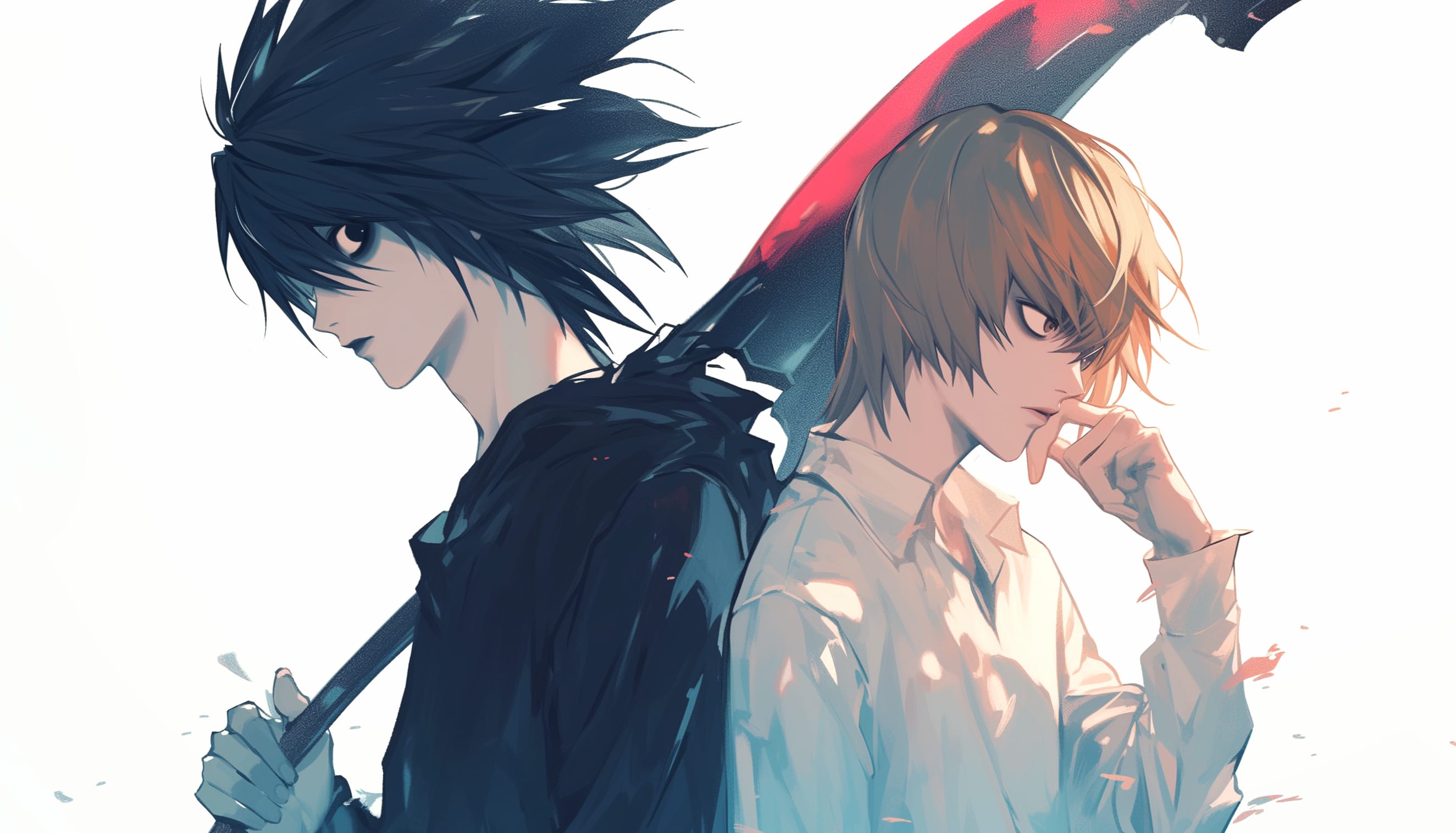 Death Note Anime - Light Yagami and L Face-Off at 320 x 480 iPhone size wallpapers HD quality