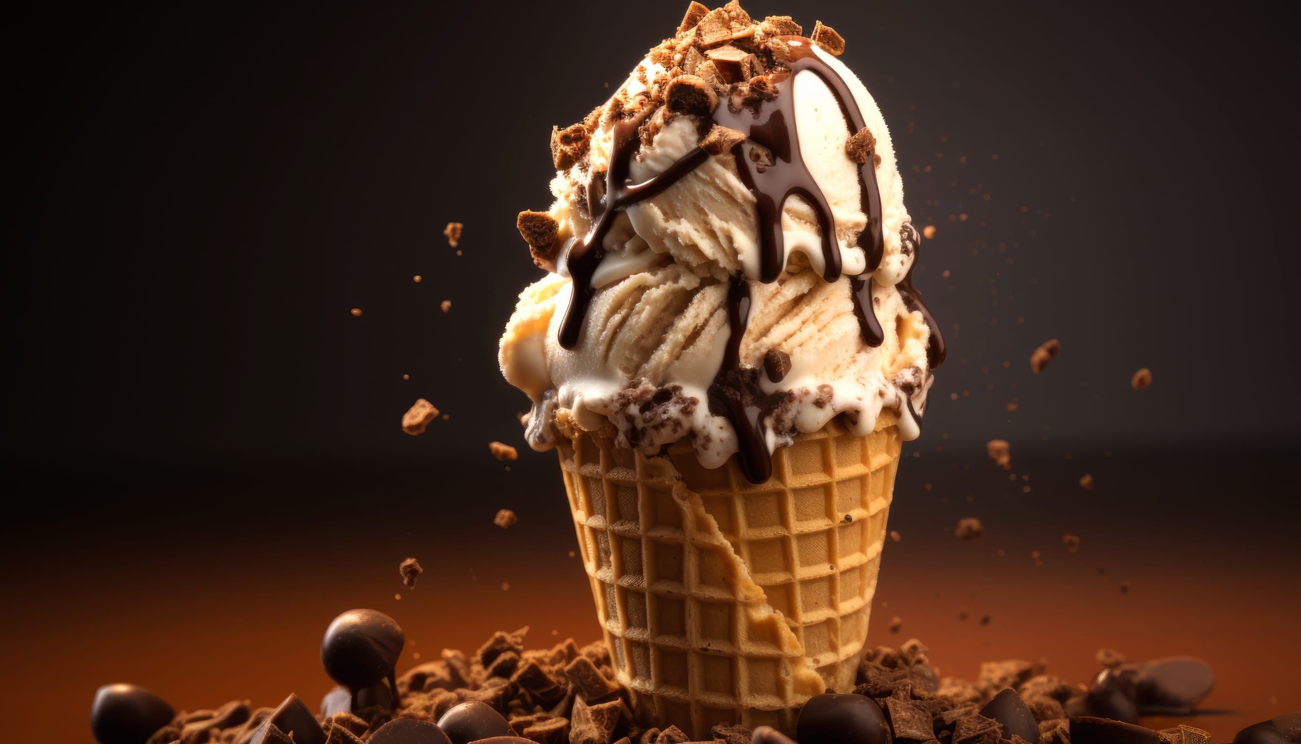 Decadent Chocolate Drizzle Ice Cream - AI Art Inspired wallpapers HD quality