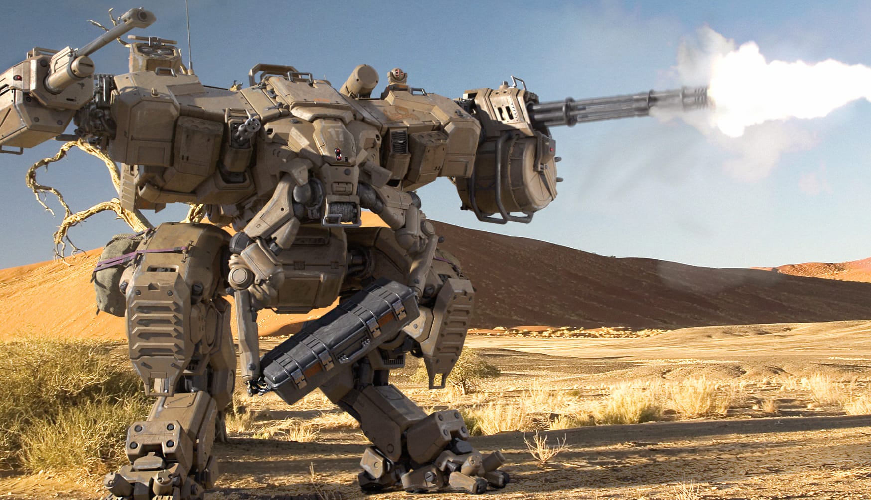 Desert Combat Robot - HD Sci-Fi Wallpaper wallpapers HD quality