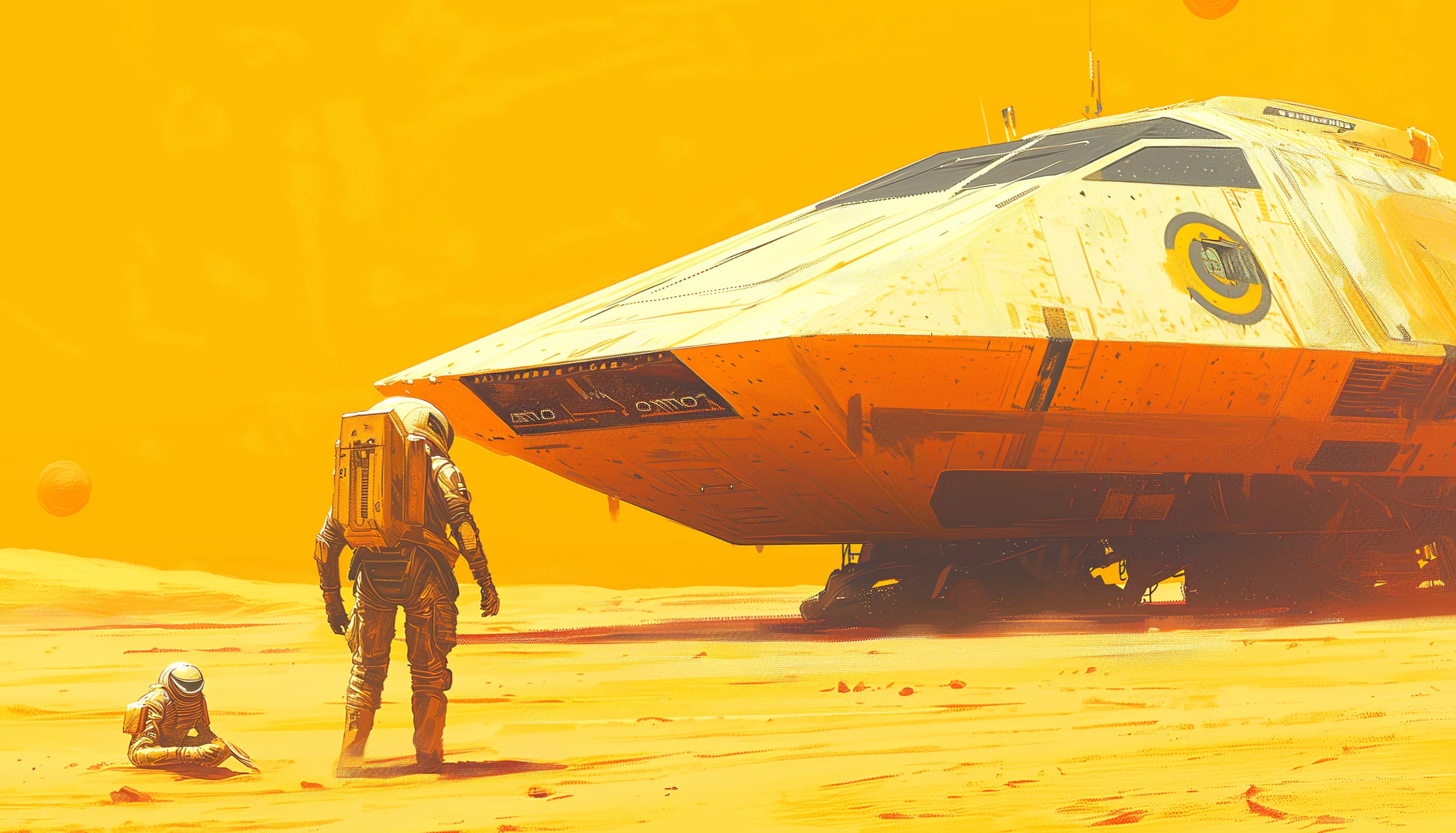 Desert Planet Sci-Fi Spaceship at 2560 x 1440 HD size wallpapers HD quality