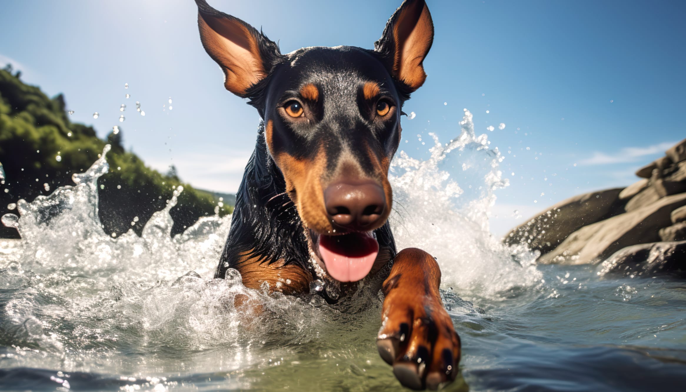 Doberman Pinscher Swimming Wallpaper wallpapers HD quality