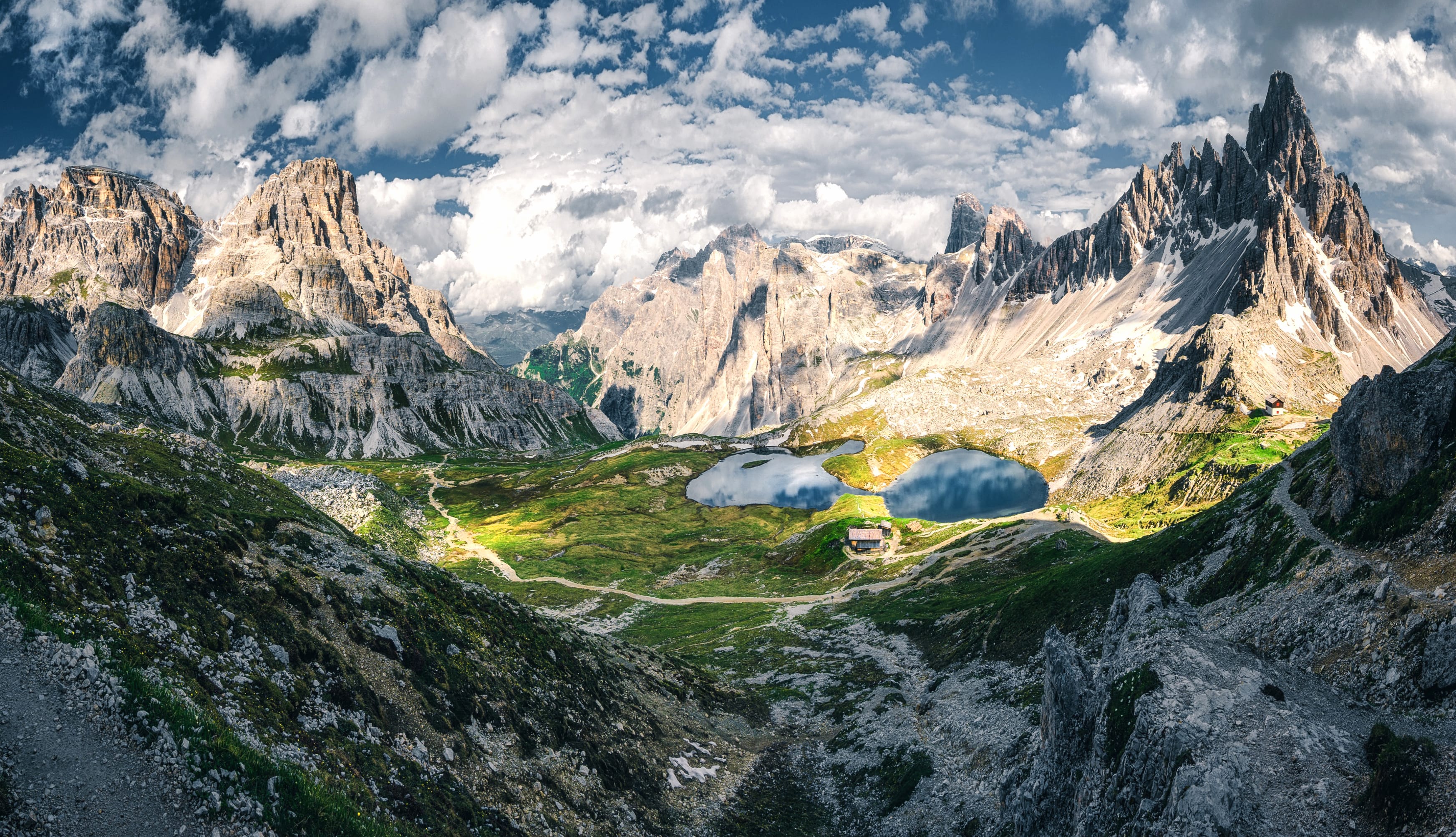 Dolomite mountains Panorama at 1600 x 1200 size wallpapers HD quality