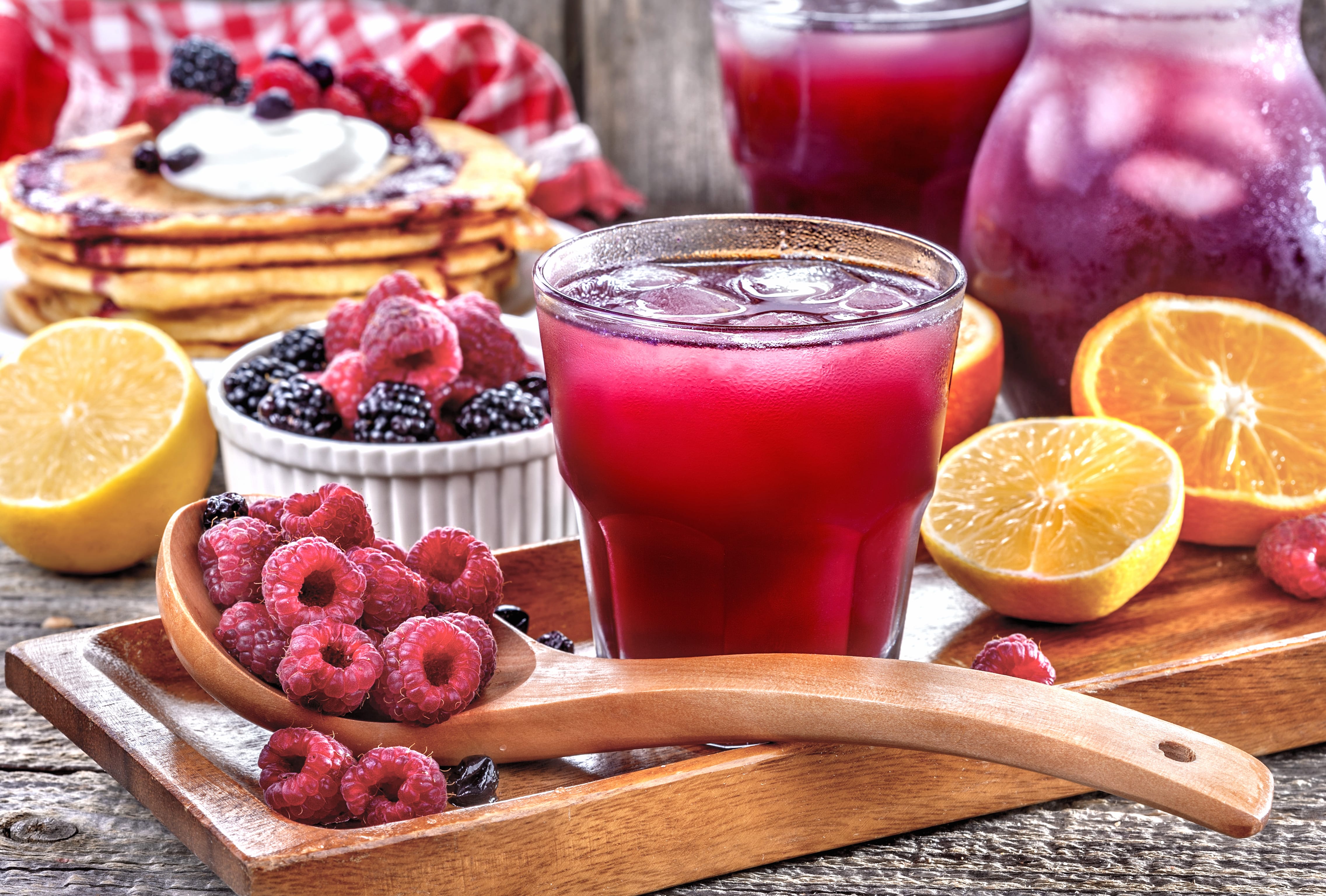 Drink Blackberry Raspberry Lemon Fruit Food Still Life at 2560 x 1440 HD size wallpapers HD quality