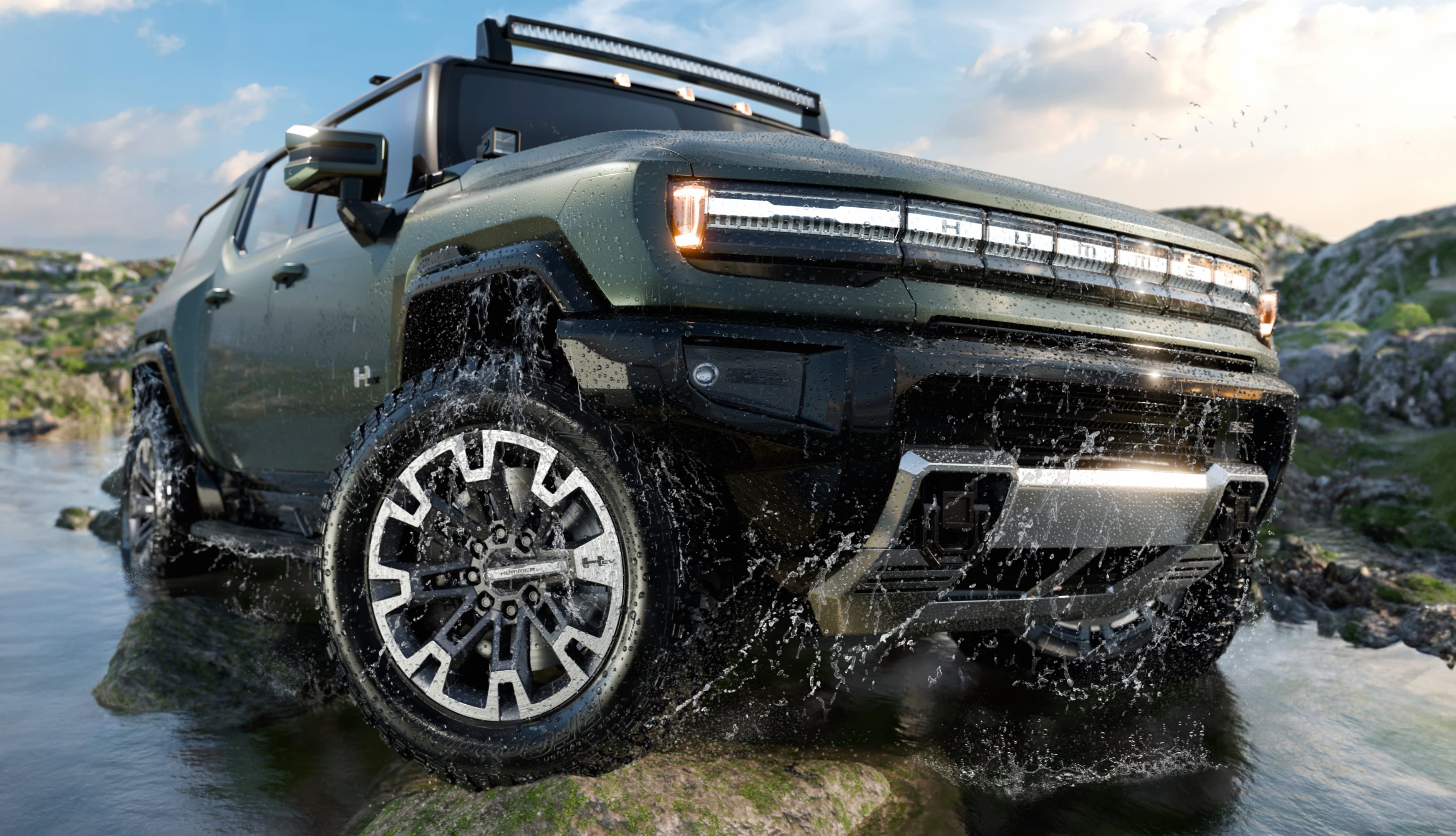 Electric pickup GMC Hummer EV at 1024 x 1024 iPad size wallpapers HD quality