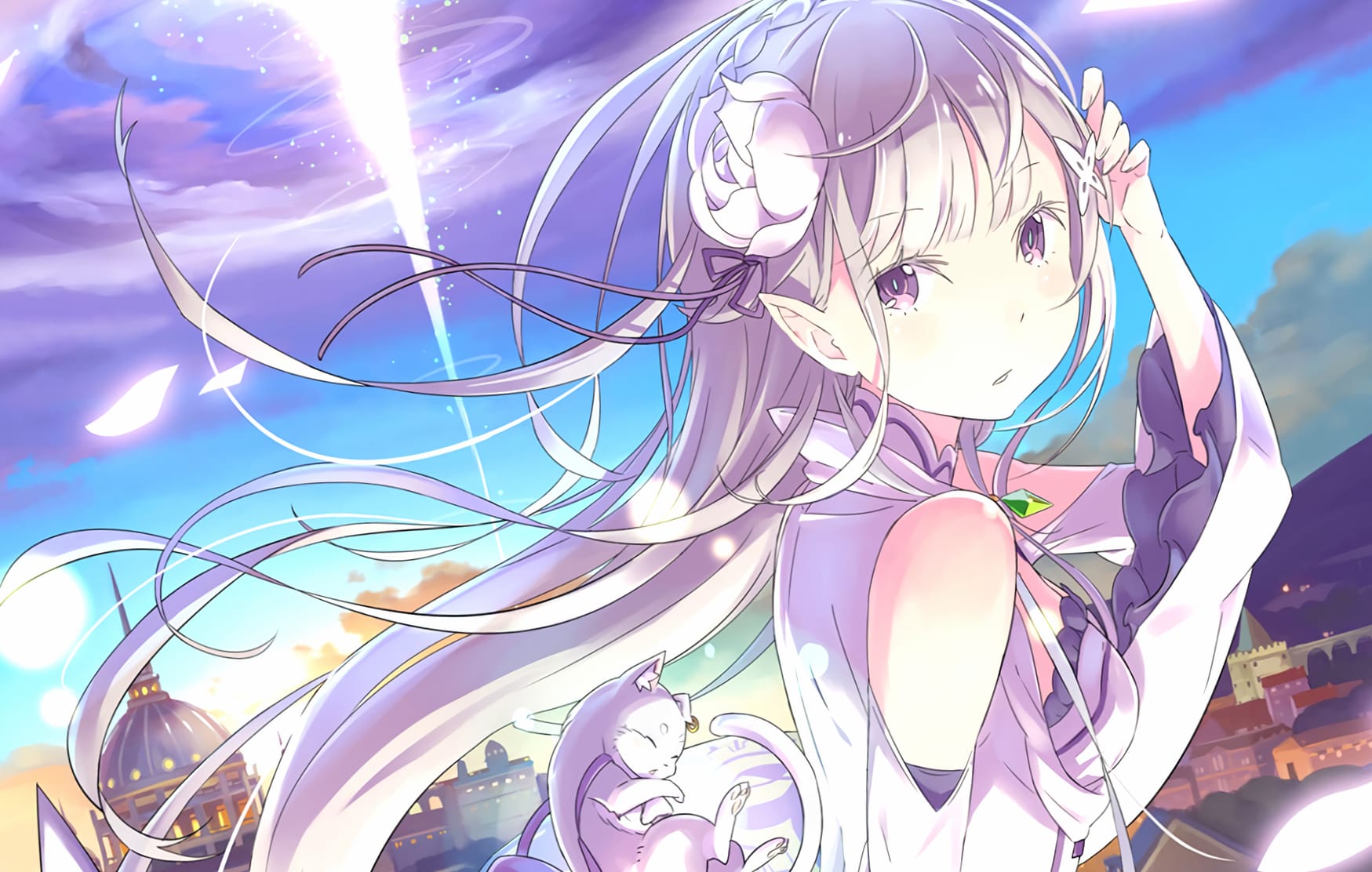 Emilia and Pack from ReZERO at 640 x 960 iPhone 4 size wallpapers HD quality