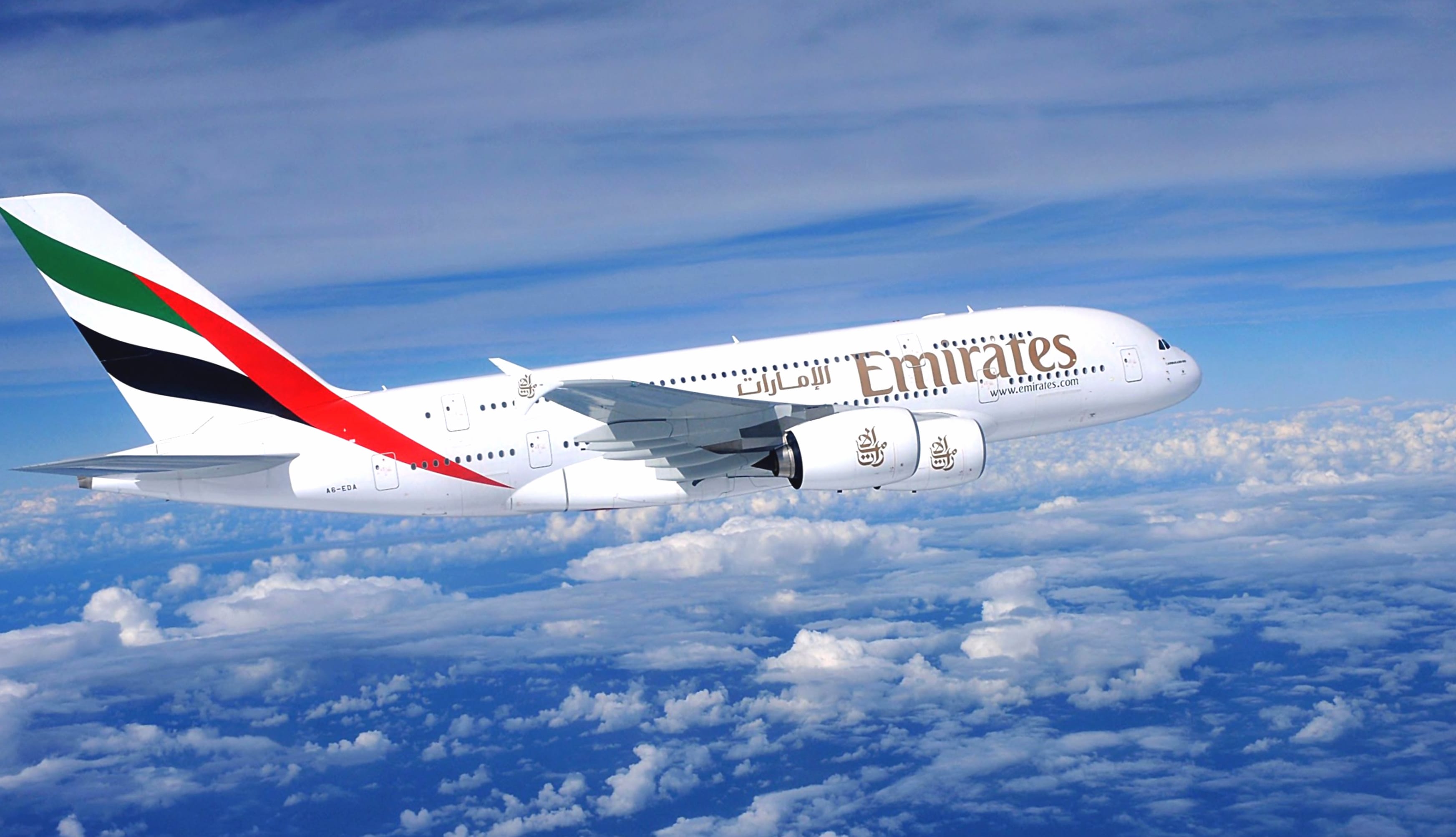 Emirates Airbus A380 in Clouds - at 640 x 960 iPhone 4 size wallpapers HD quality