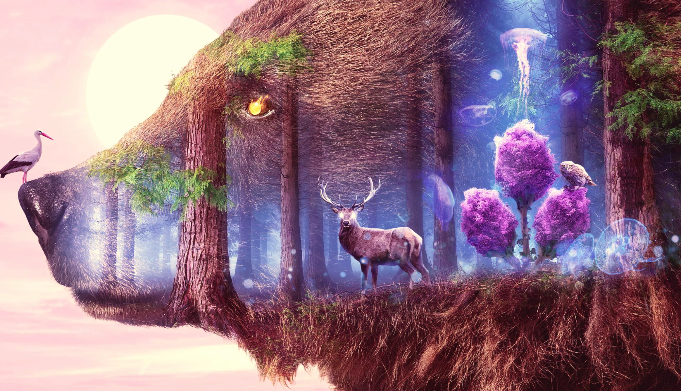 Enchanted Forest Wildlife - HD Fantasy Wallpaper at 1536 x 864 HD size wallpapers HD quality