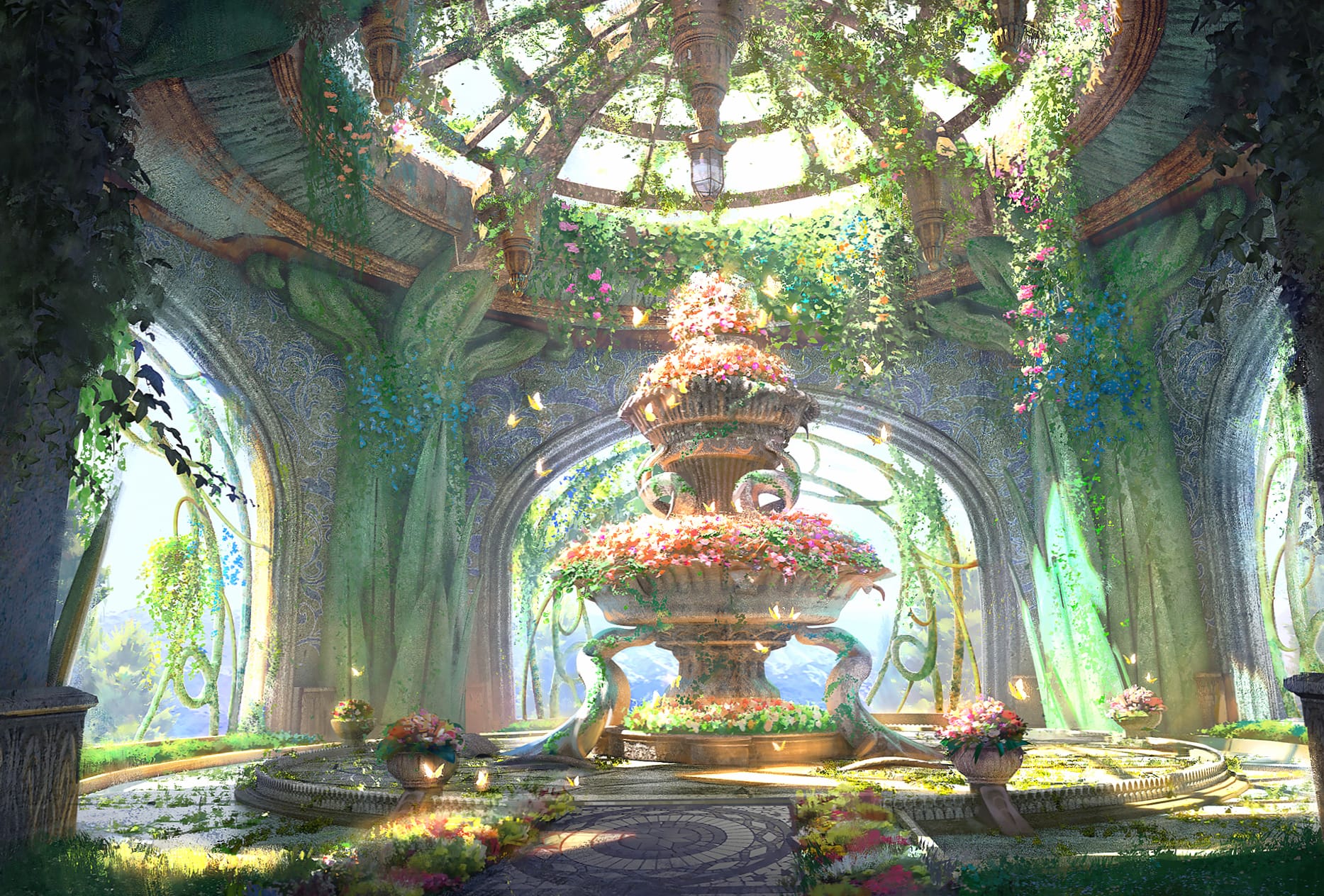 Enchanted Garden Anime at 640 x 1136 iPhone 5 size wallpapers HD quality