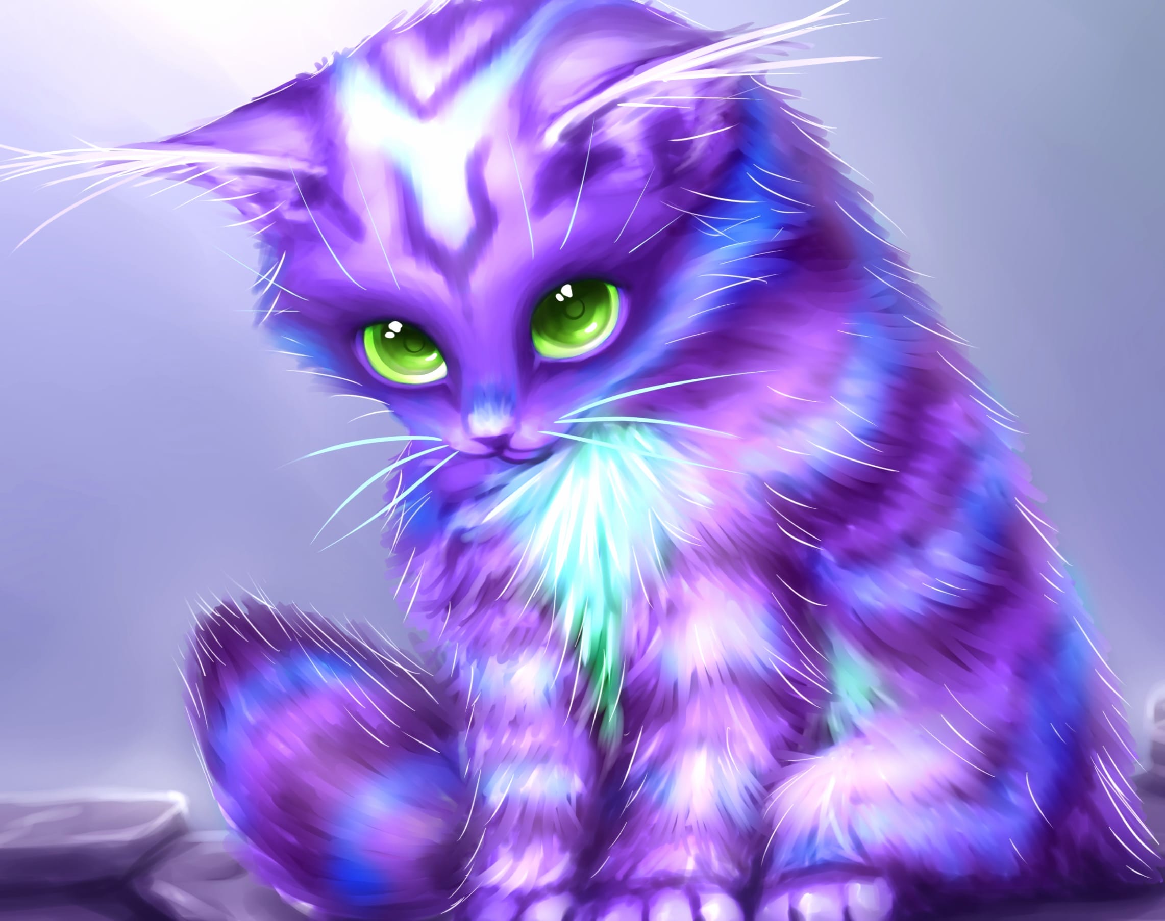 Enchanted Purple Cat at 320 x 480 iPhone size wallpapers HD quality