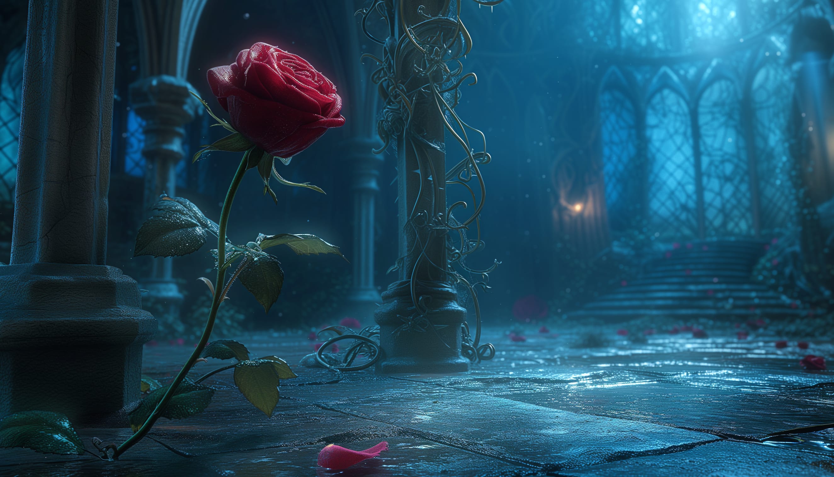 Enchanted Red Rose - Mystical Nature at 2560 x 1440 HD size wallpapers HD quality