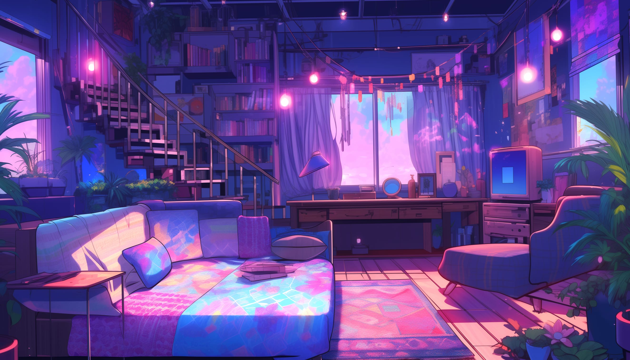 Enchanting Anime Bedroom at 640 x 960 iPhone 4 size wallpapers HD quality