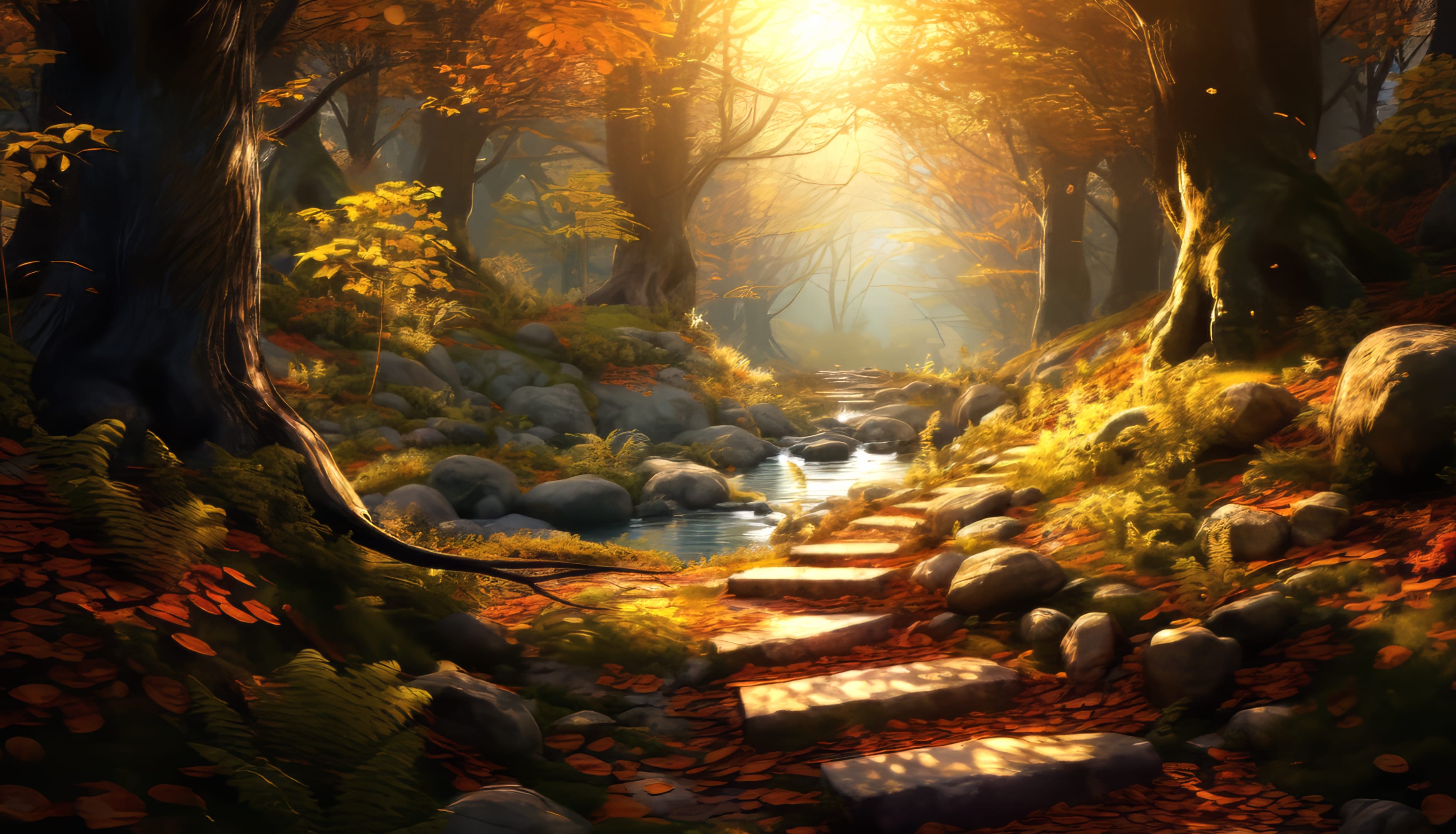 Enchanting Autumn Forest Sunbeam wallpapers HD quality