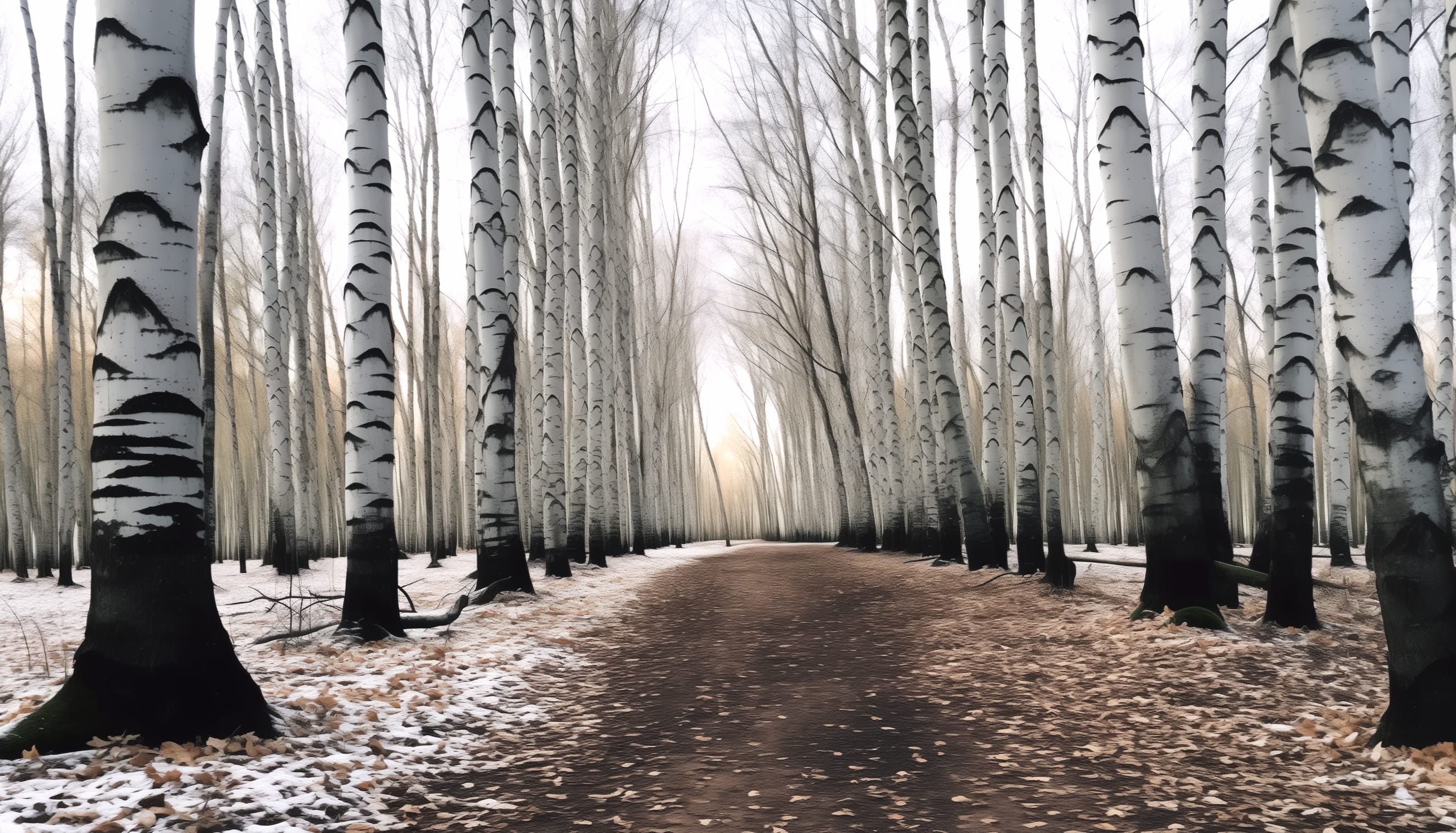 Enchanting Birch Forest Path at 1366 x 768 HD size wallpapers HD quality