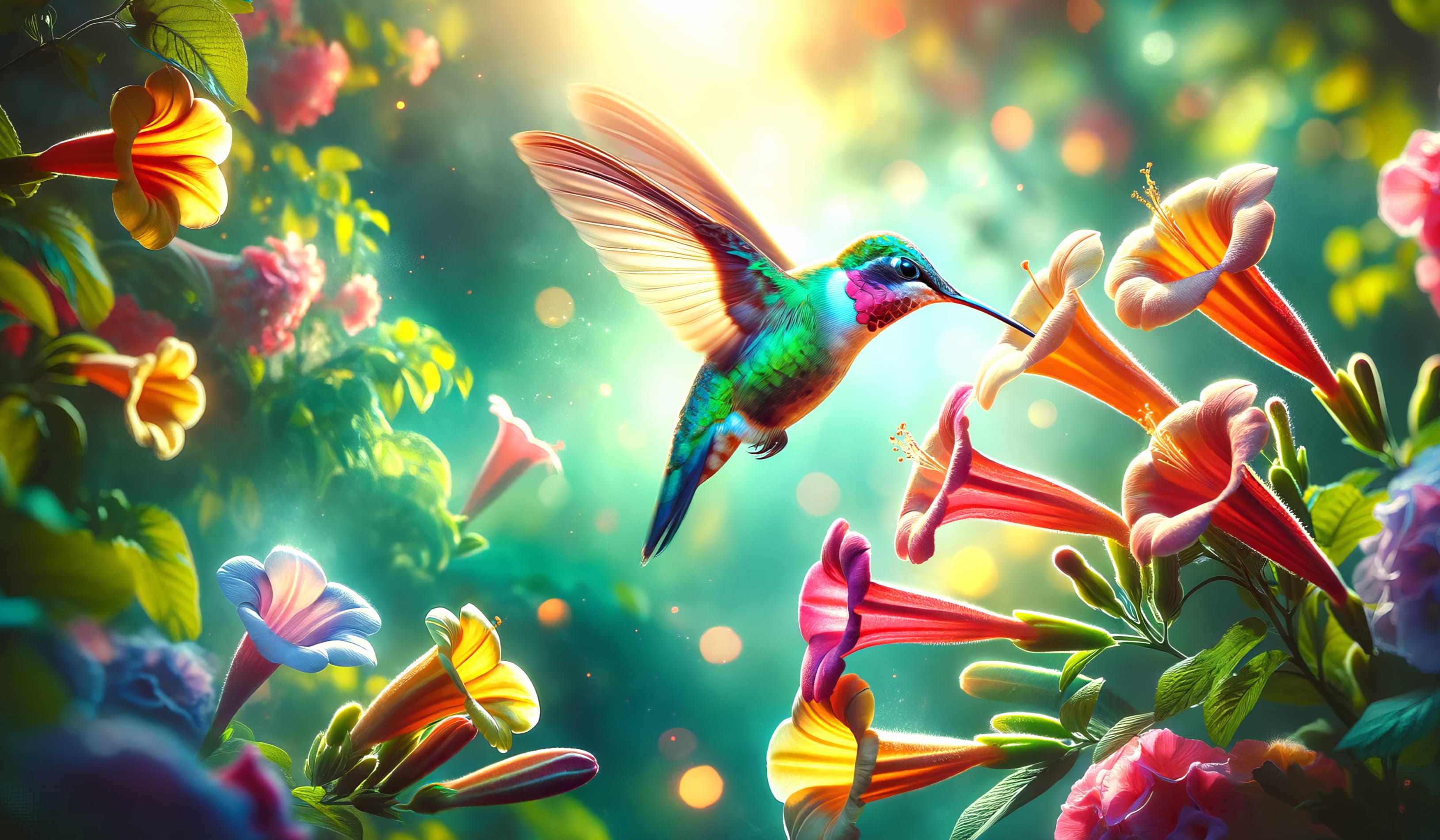 Enchanting Hummingbird and Floral Paradise wallpapers HD quality