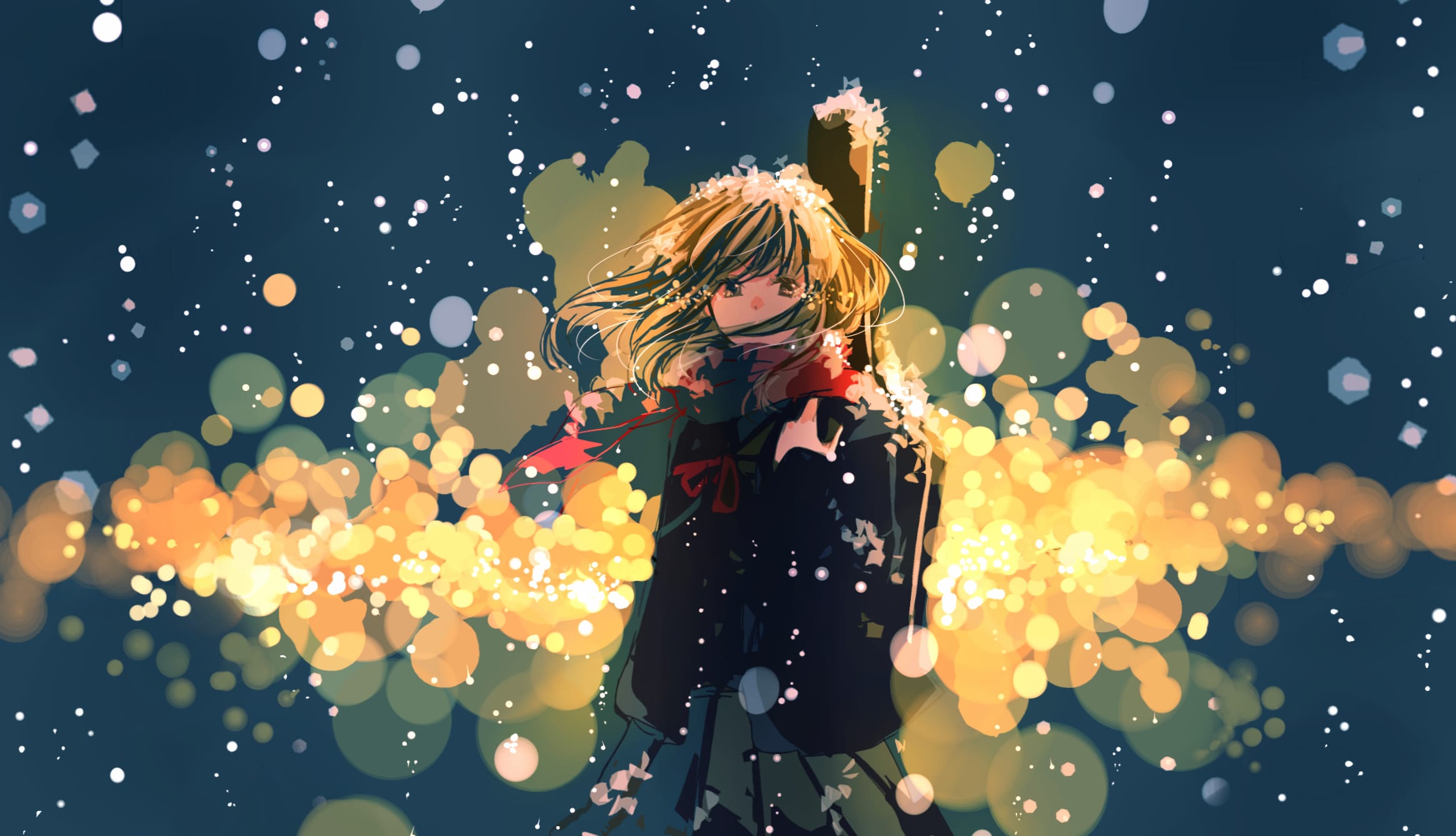 Enchanting Winter Anime Girl at 1024 x 1024 iPad size wallpapers HD quality