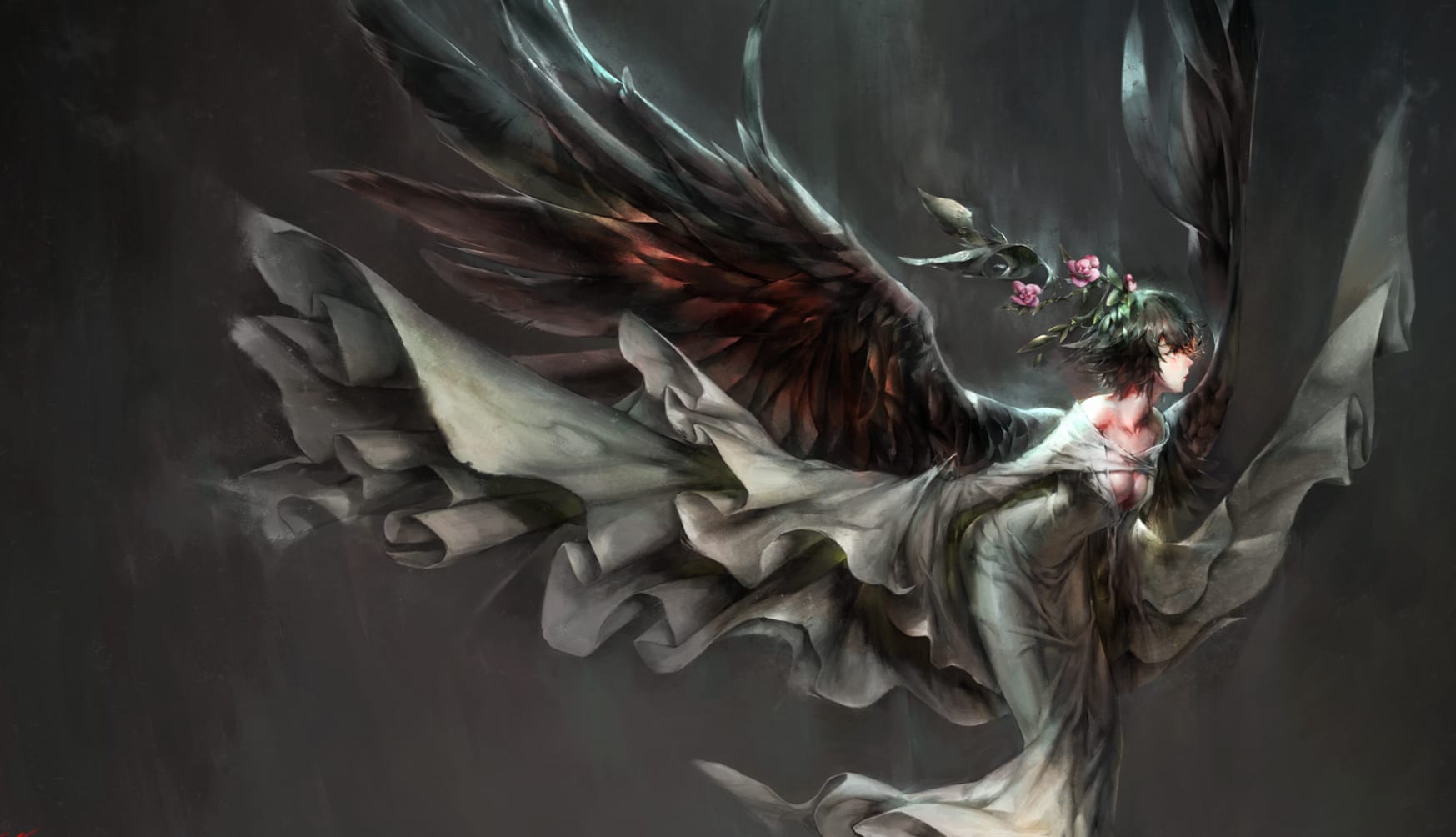 Enigmatic Bloom Dark Anime Wings at 1280 x 960 size wallpapers HD quality