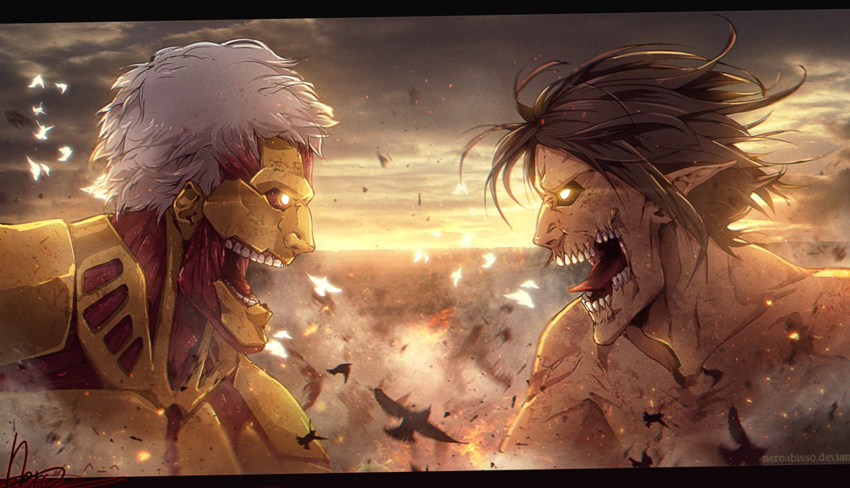 Epic Eren Yeager vs Armored Titan wallpapers HD quality