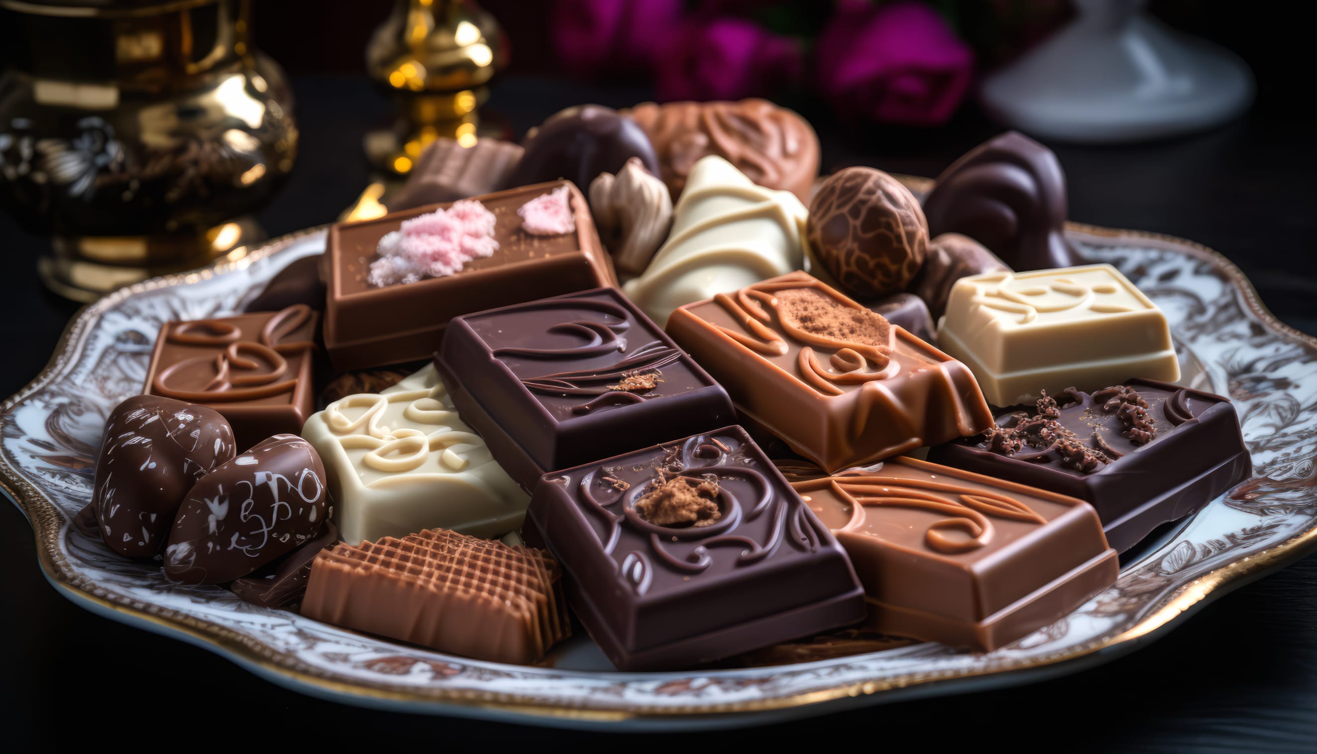 Exquisite AI Chocolate Assortment wallpapers HD quality