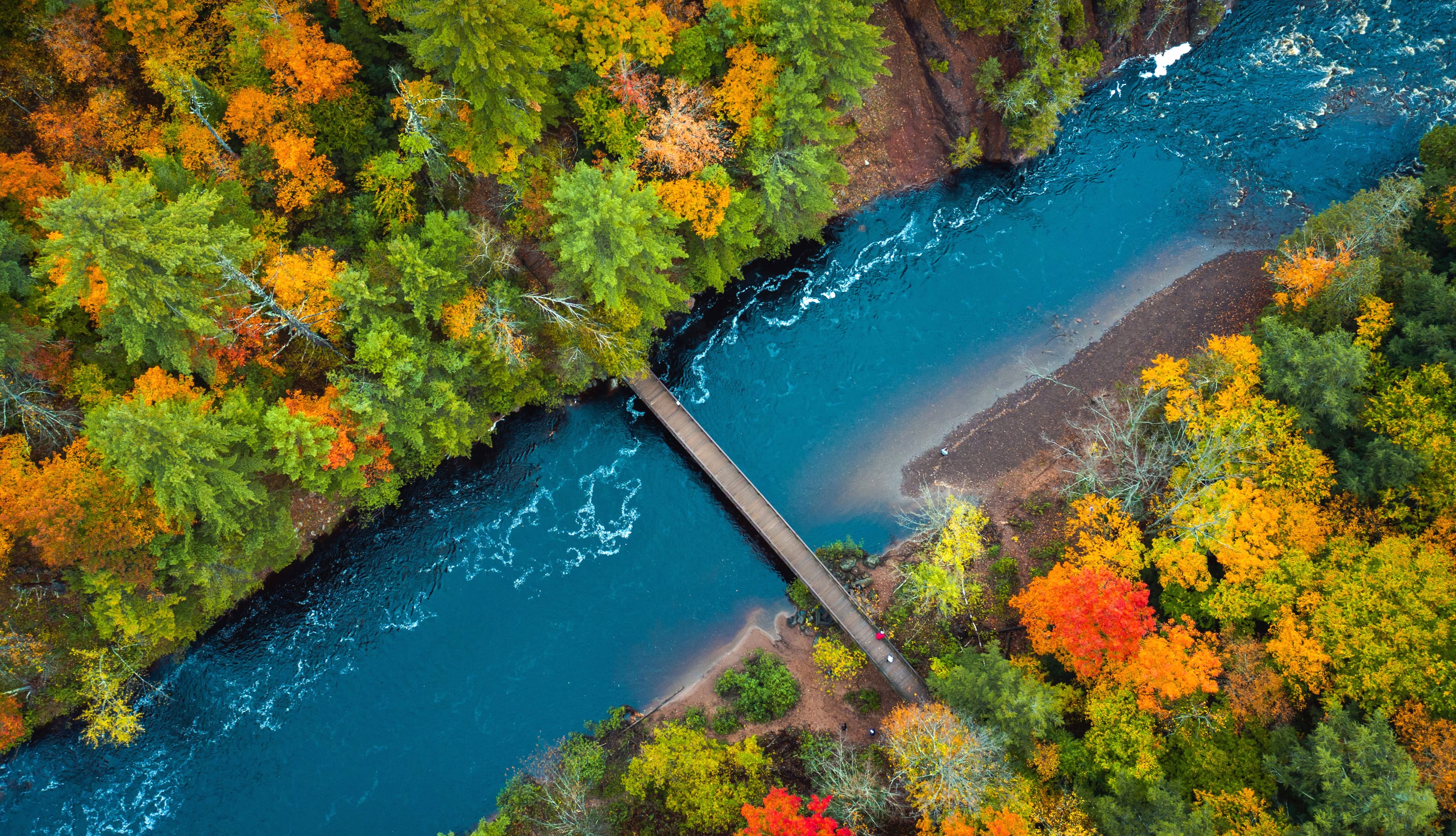 Fall Aerial Nature River at 1152 x 864 size wallpapers HD quality