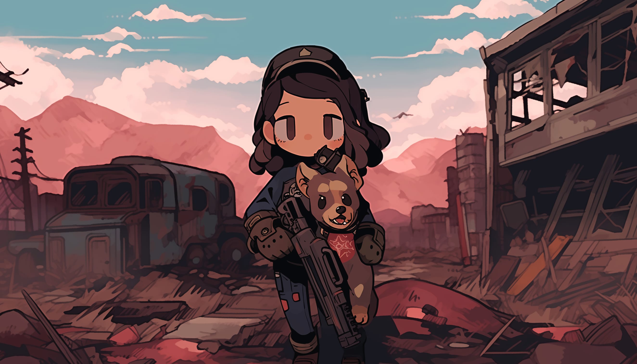 Fallout-Inspired Anime Style at 1334 x 750 iPhone 7 size wallpapers HD quality