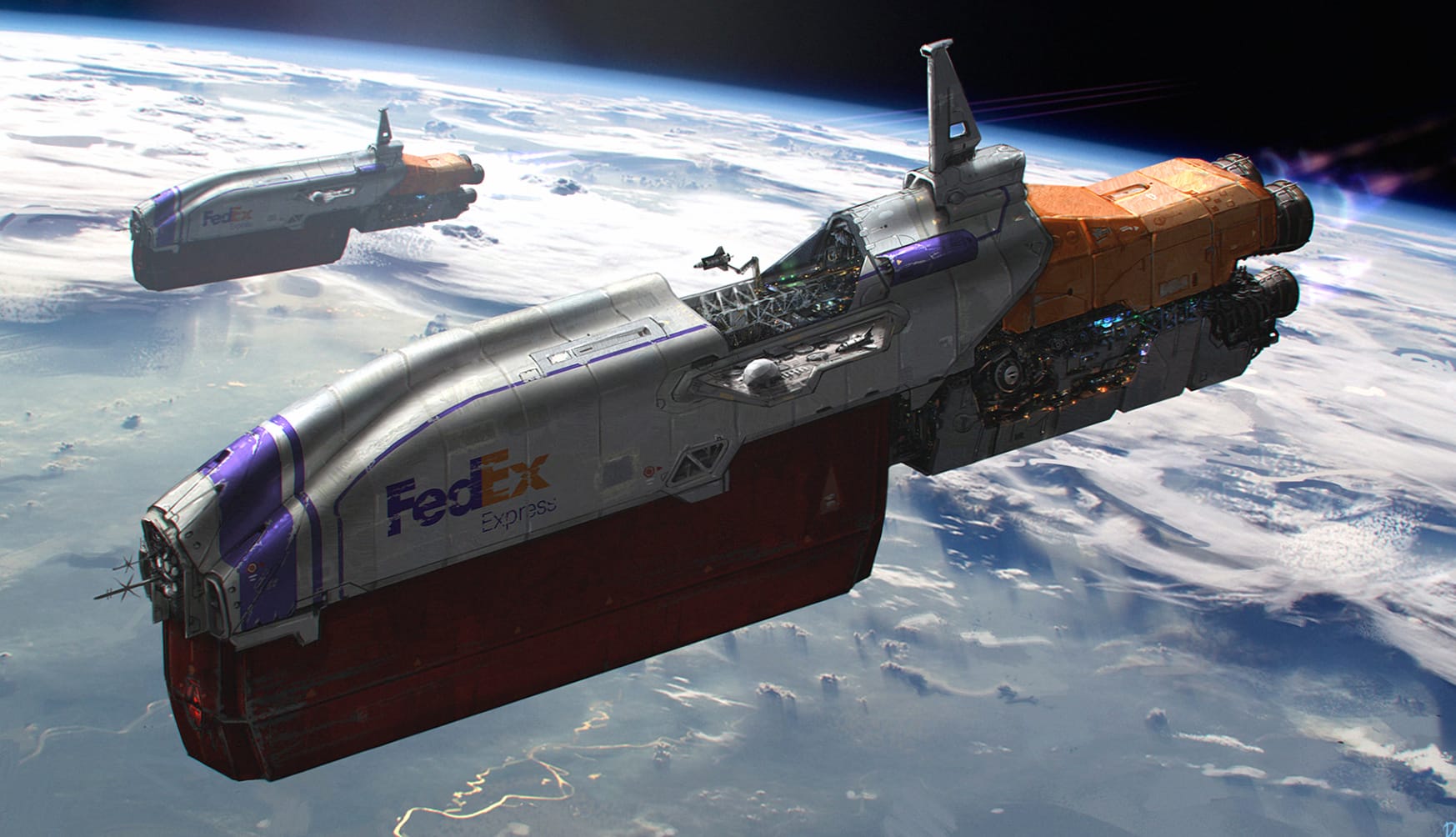 FedEx Starship Over Earth - Sci-Fi wallpapers HD quality