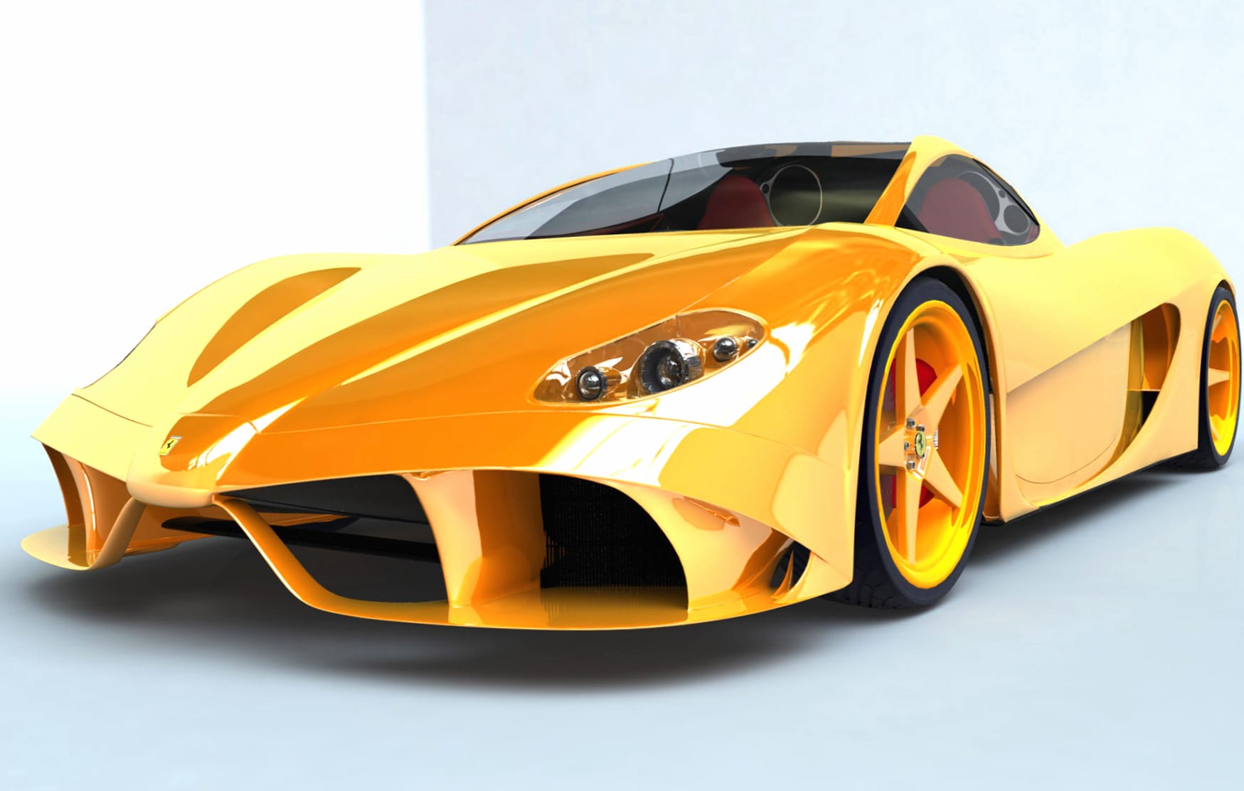 Ferrari Sleek Yellow Car at 2048 x 2048 iPad size wallpapers HD quality