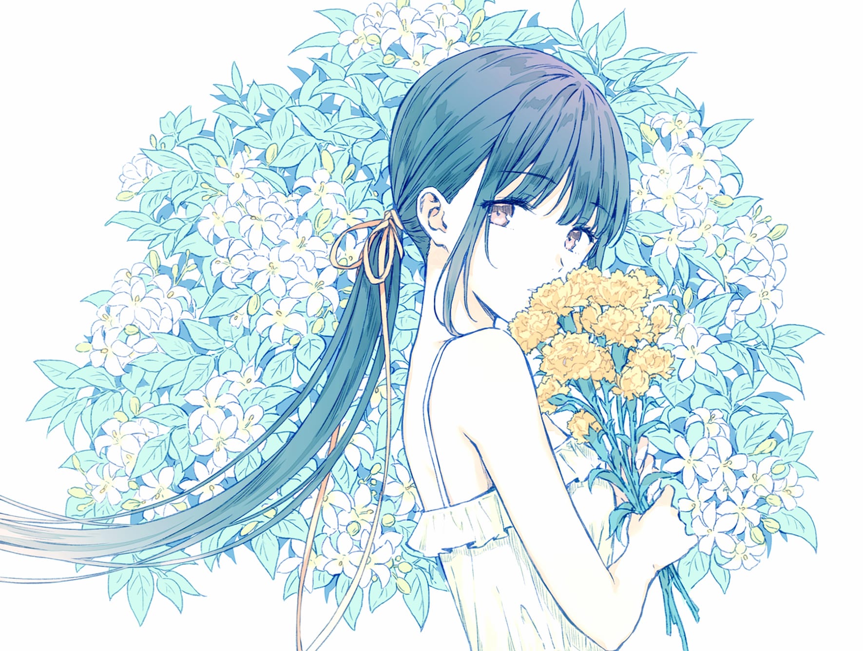 Floral Elegance Anime at 640 x 960 iPhone 4 size wallpapers HD quality