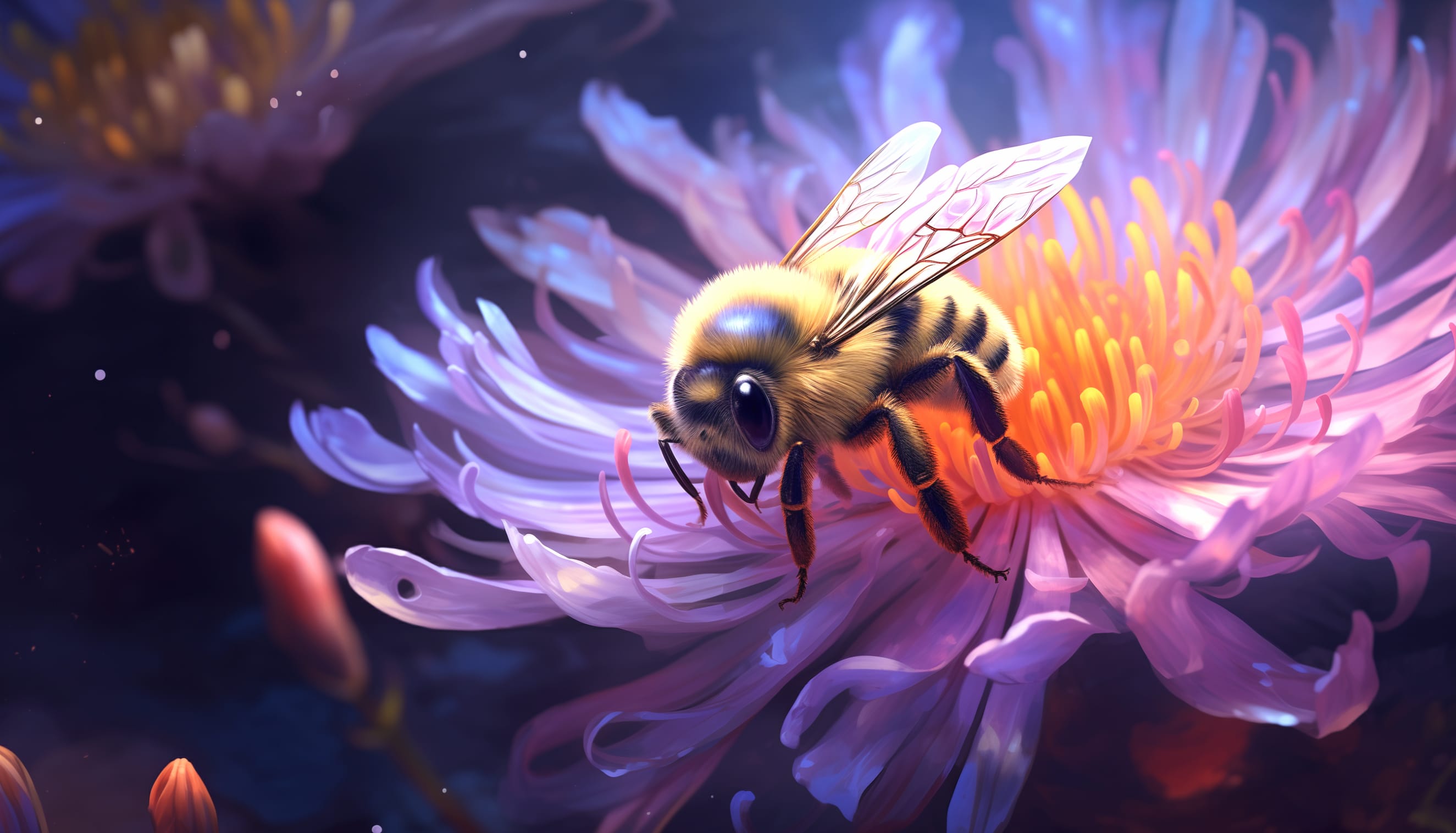 Flower Garden AI Art Animal Bee at 1334 x 750 iPhone 7 size wallpapers HD quality